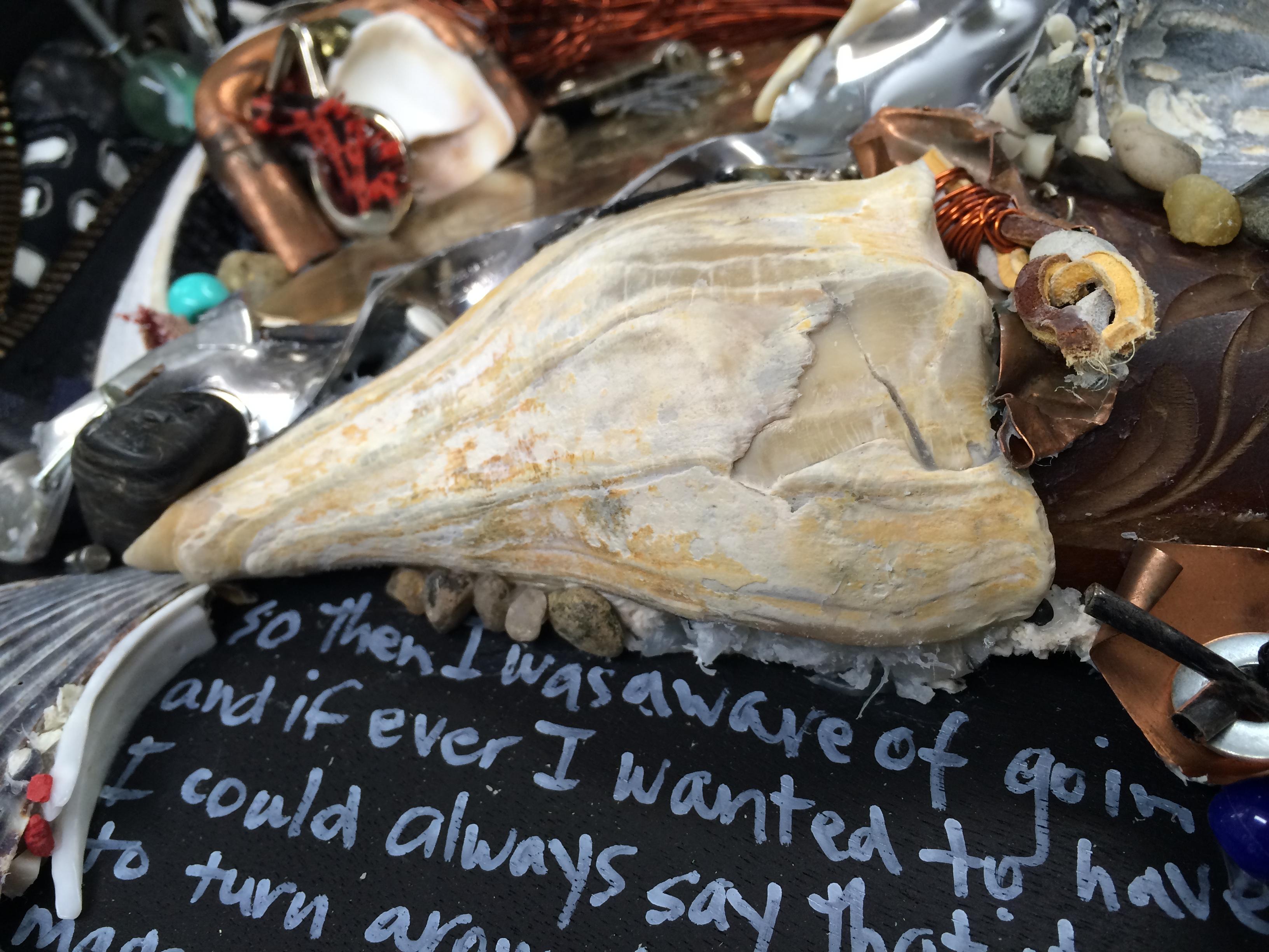 Spoon to Shell 829 - Mixed Media Shell Wood Contemporary Assemblage Sculpture For Sale 3