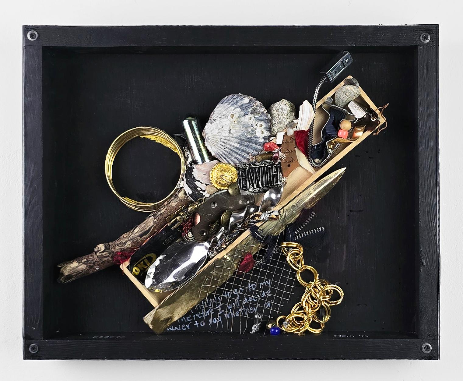 Spoon to Shell 833 - Mixed Media Shell Wood Contemporary Assemblage Sculpture