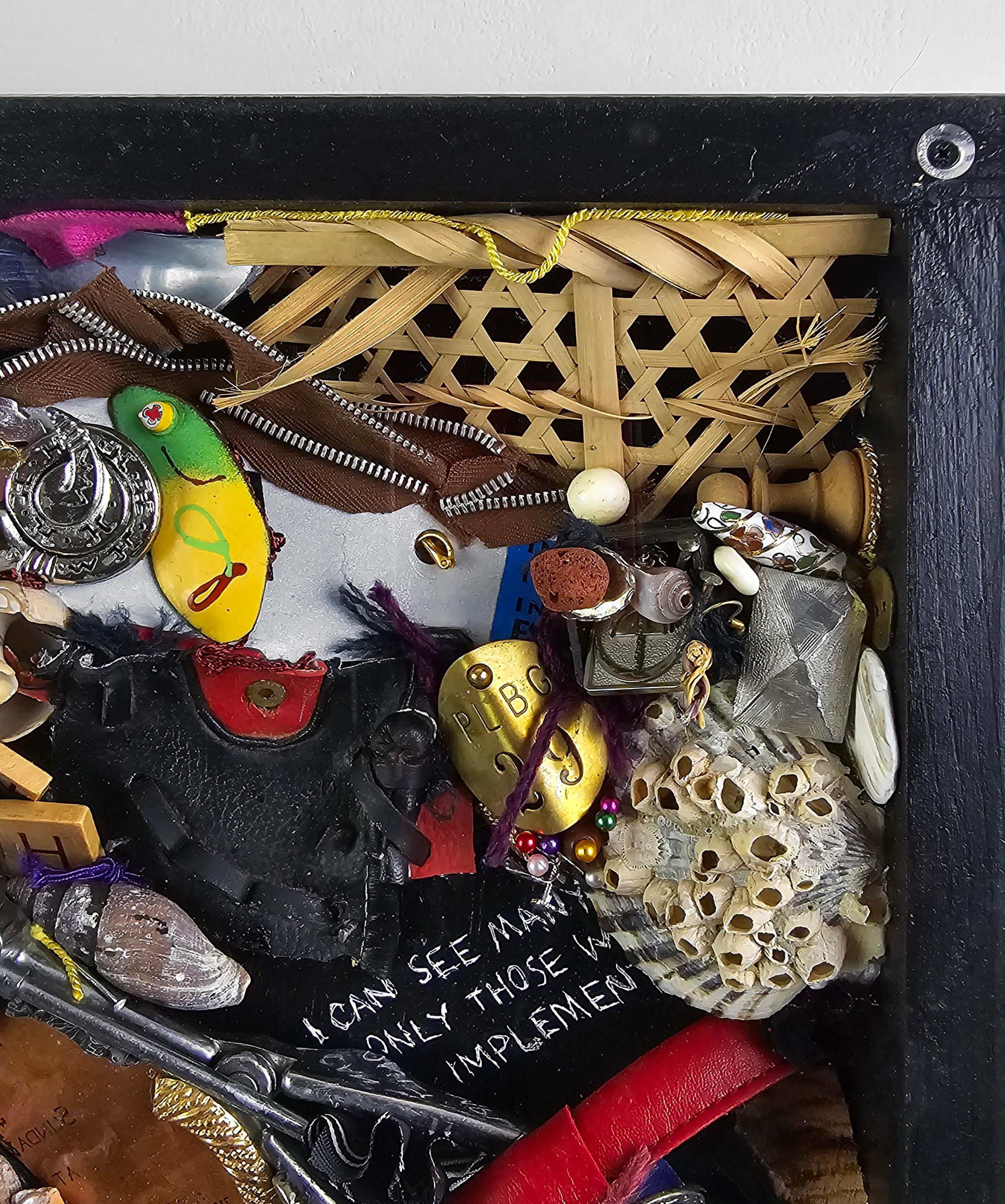 Spoon to Shell 877 - Mixed Media Shell Wood Contemporary Assemblage Sculpture For Sale 1