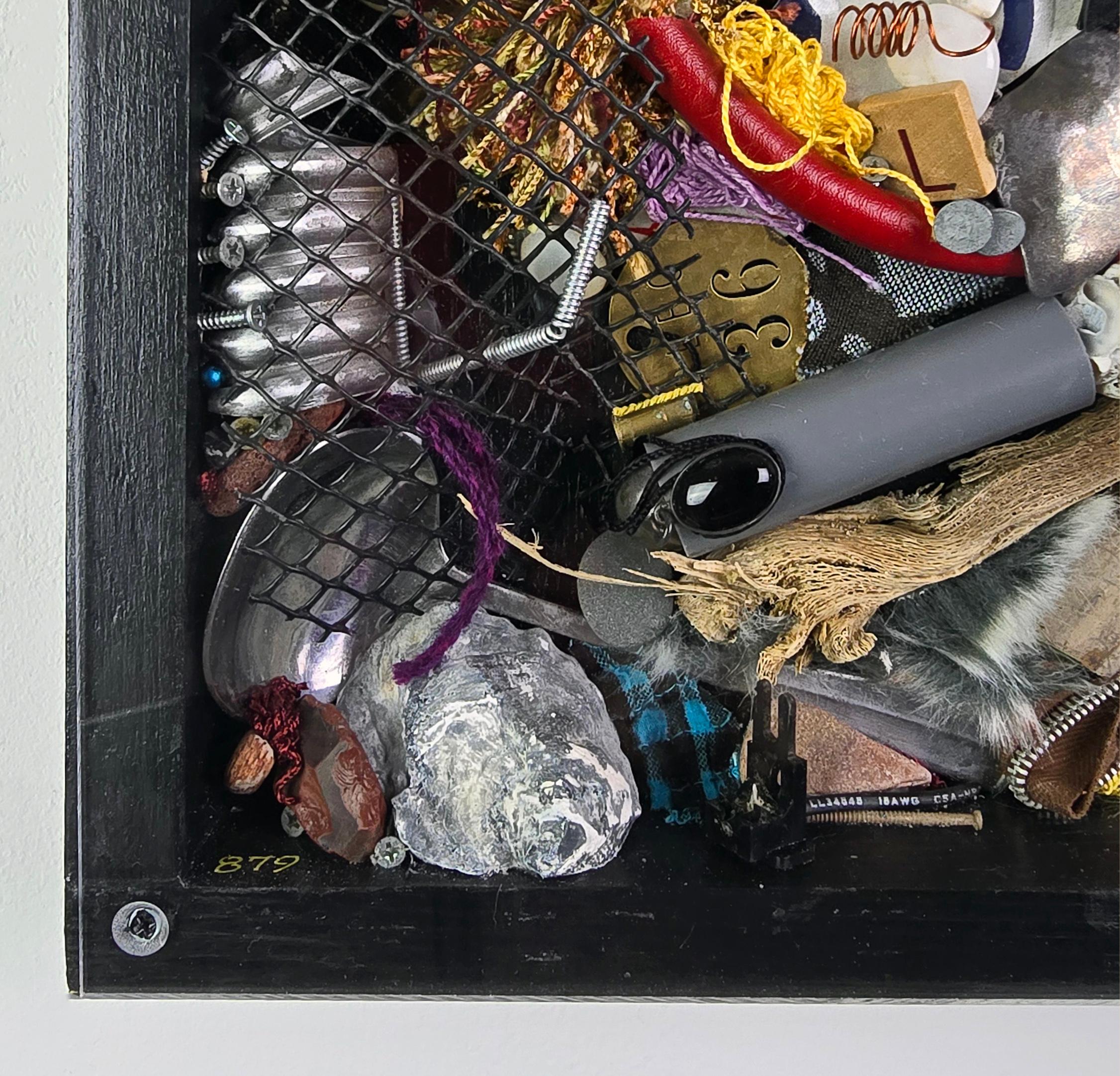 Spoon to Shell 879 - Mixed Media Shell Wood Contemporary Assemblage Sculpture For Sale 3