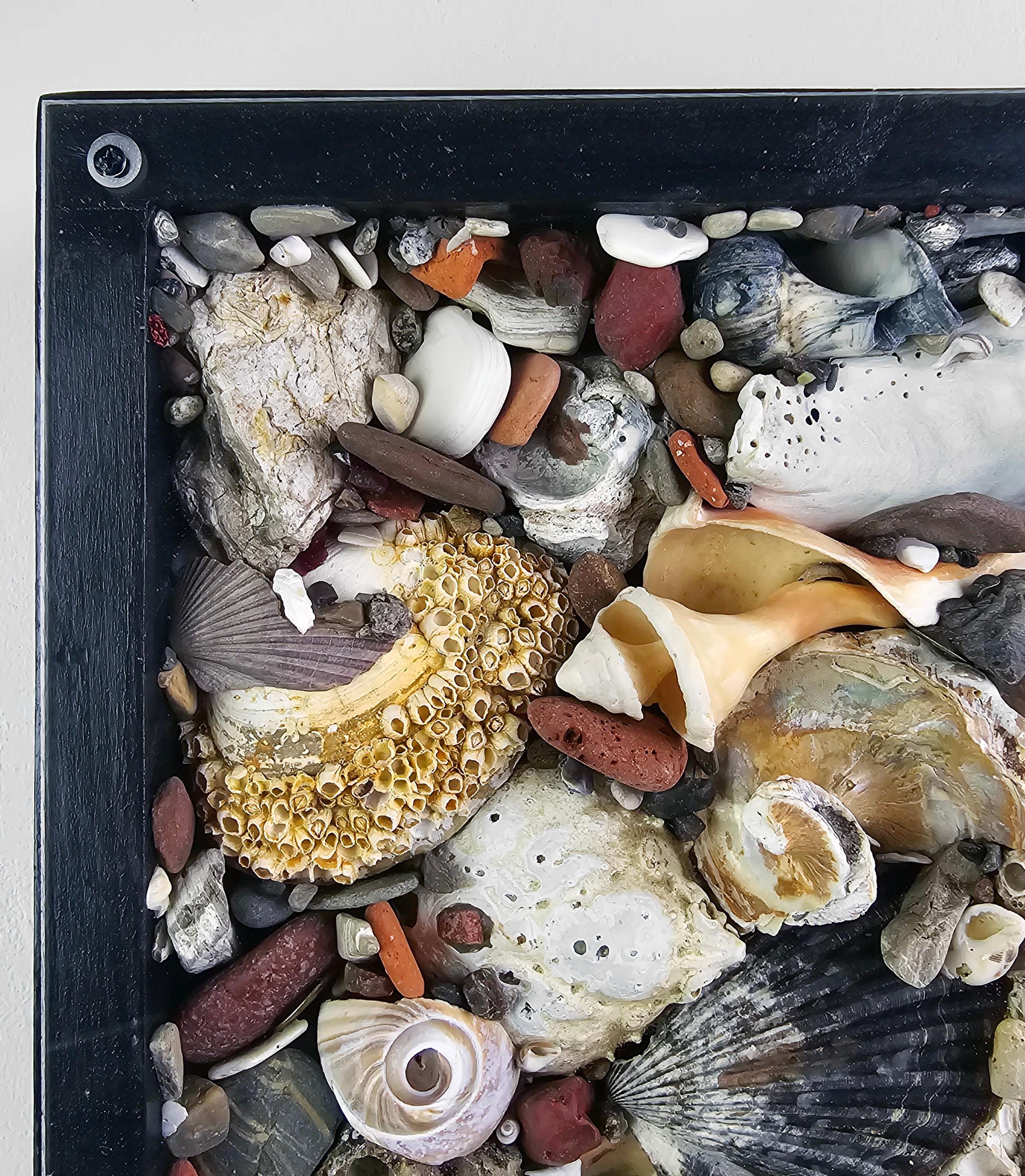 Spoon to Shell 894: Shells Only - Mixed Media Contemporary Assemblage Sculpture - Brown Still-Life Sculpture by Linda Stein