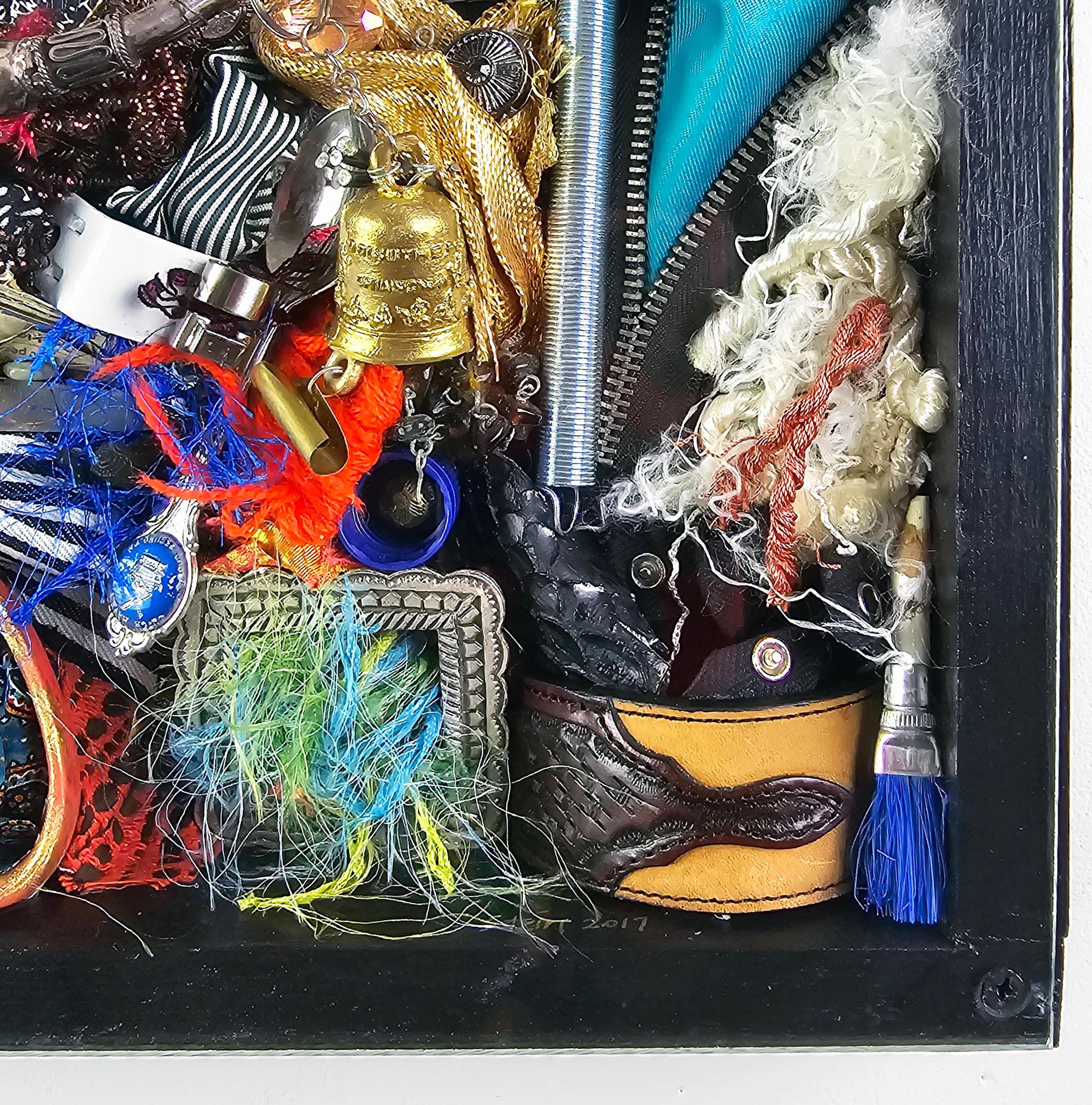 Spoon to Shell 906 - Mixed Media Shell Wood Contemporary Assemblage Sculpture For Sale 2