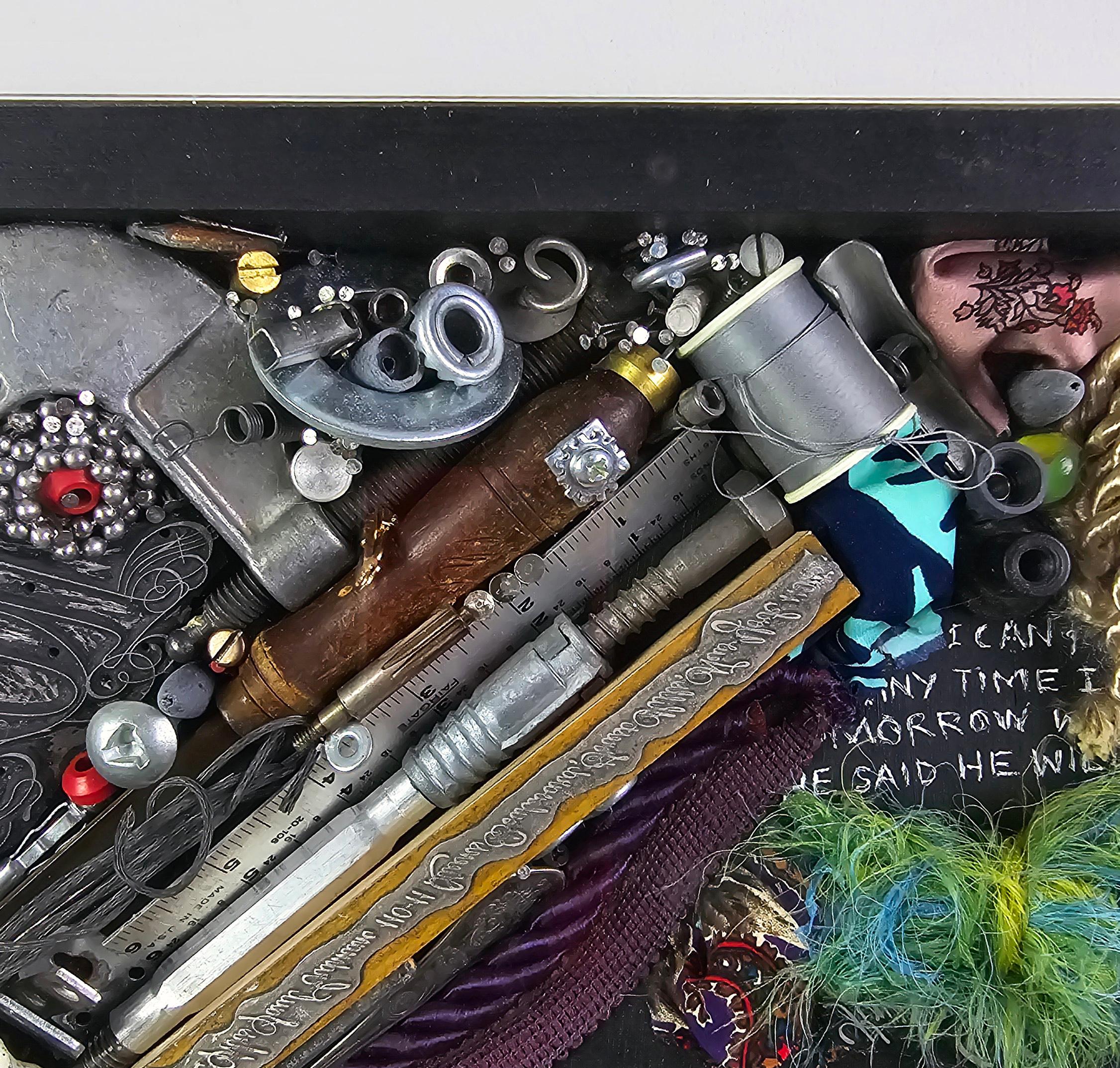 Linda Stein, Spoon to Shell 911 - Mixed Media Shell Wood Contemporary Assemblage Sculpture

Spoon to Shell 911 is from Linda Stein's Holocaust Heroes: Fierce Females series, which highlights Holocaust-era female heroes.

According to Stein:
“The
