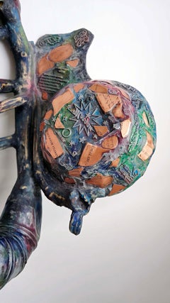 Three Bells 326 - Mixed Media Metal Wood Stone Contemporary Art Wall Sculpture