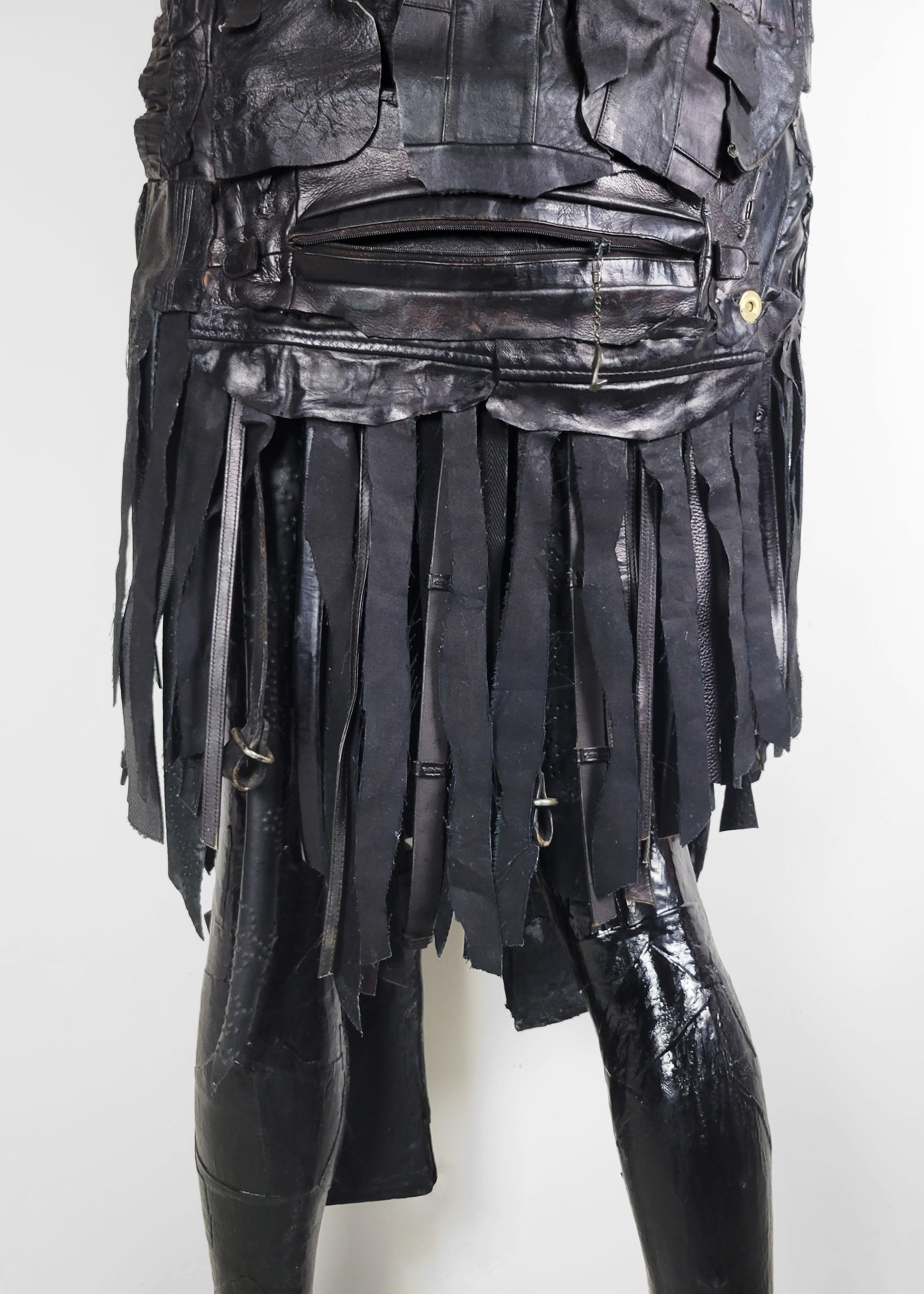 Linda Stein, Tough Love 683 - Contemporary Mixed Media Fashion Leather Sculpture For Sale 2