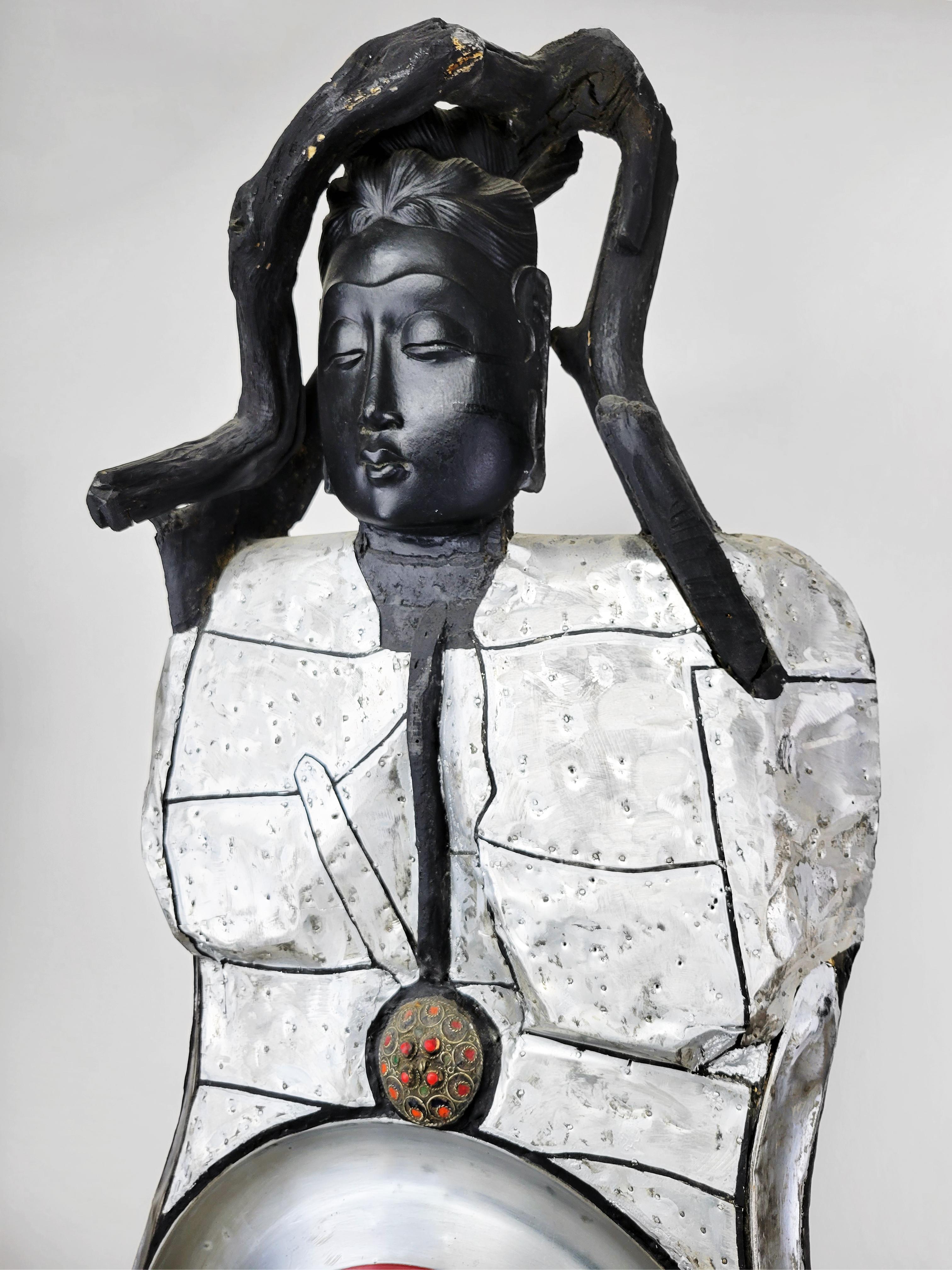 Linda Stein, W 629- Zeitgenössische Skulptur aus Silber und schwarzem Metall in Mischtechnik im Angebot 3