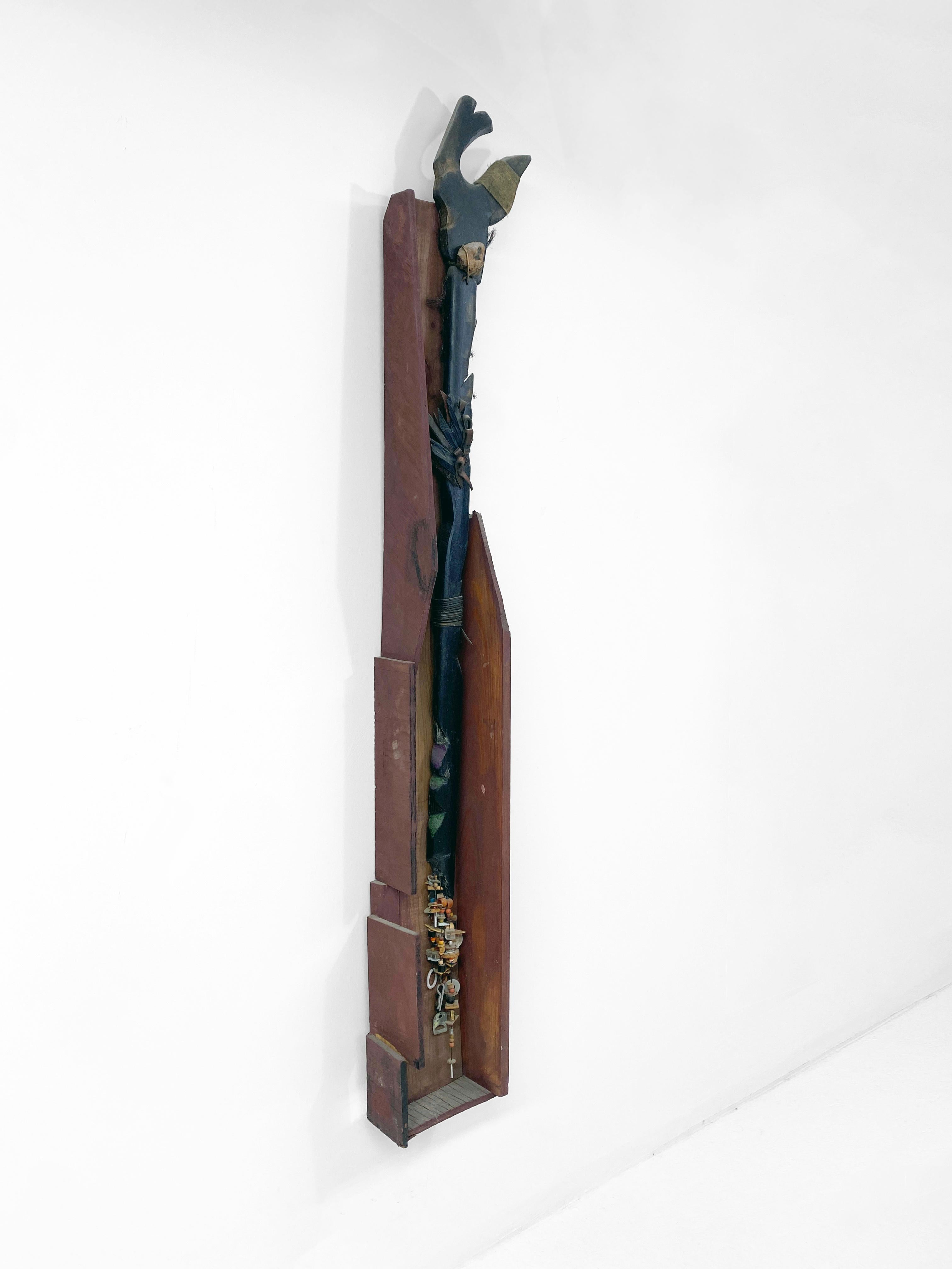 Linda Stein, Heartstone Scepter 163 - Wood, Metal, Stone, Mixed Media Contemporary Sculpture 

In the 1980s, Linda Stein began a series called Ceremonial Scepters, where she imagined an excavation by anthropologists who discovered that a long-lost