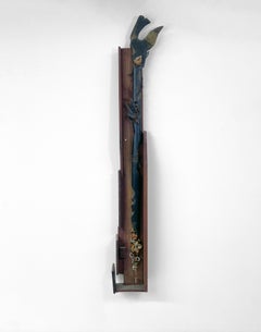 Madera, Metal, Piedra, Técnica Mixta Escultura Contemporánea - Cetro de Piedra Corazón 163