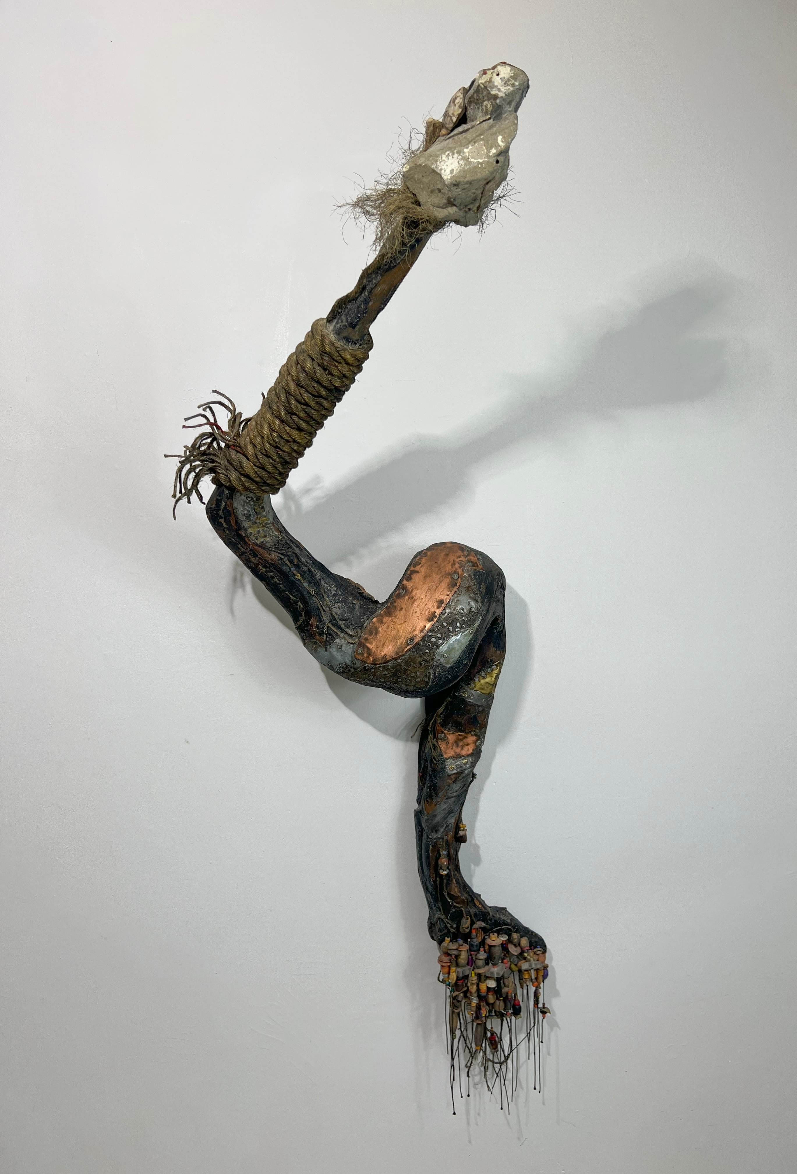 Wood, Metal, Stone, Mixed Media Contemporary Sculpture - Intrigue 175