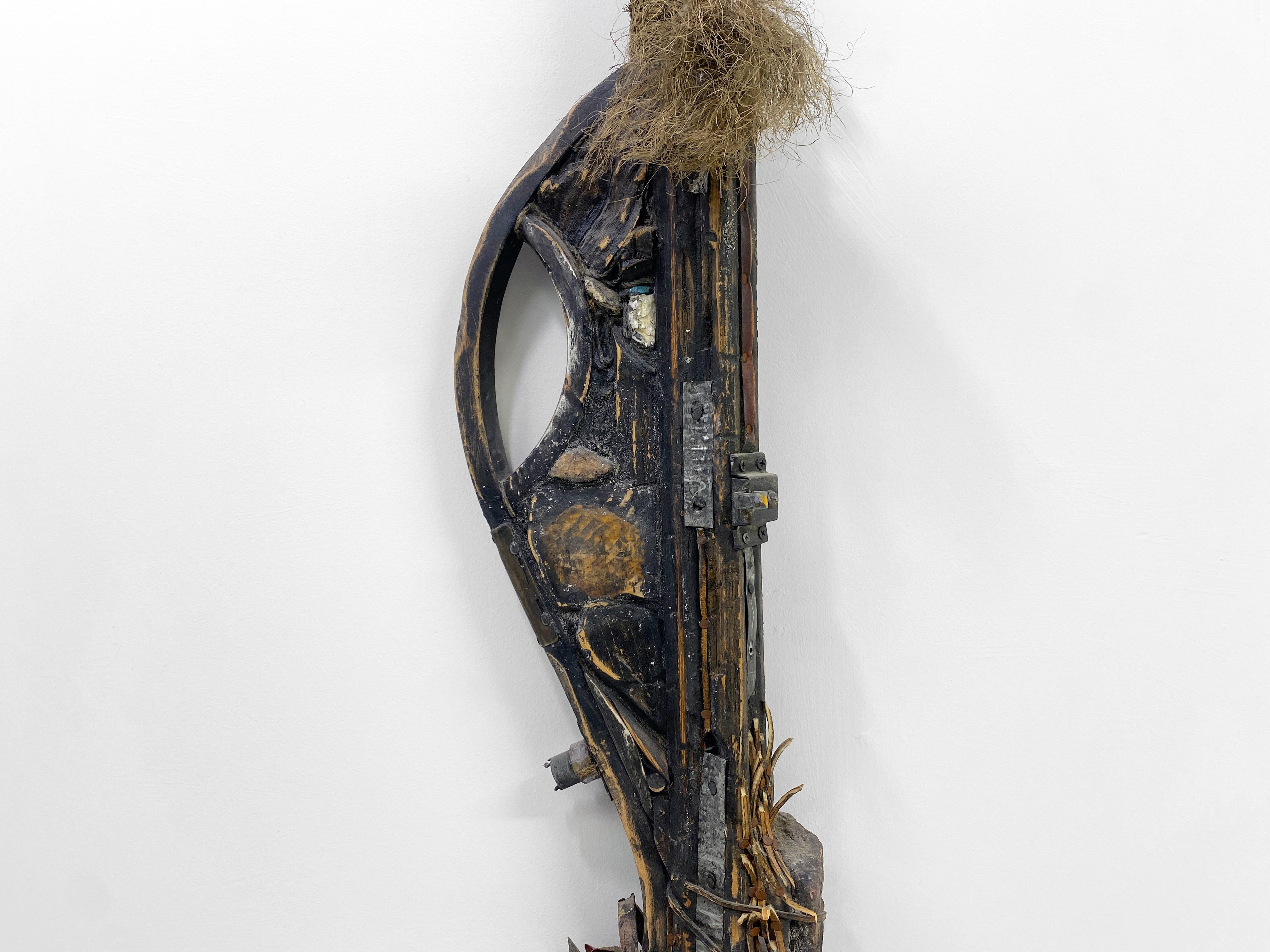 Wood, Metal, Stone, Mixed Media Contemporary Sculpture - Rocking Staff 171 For Sale 3