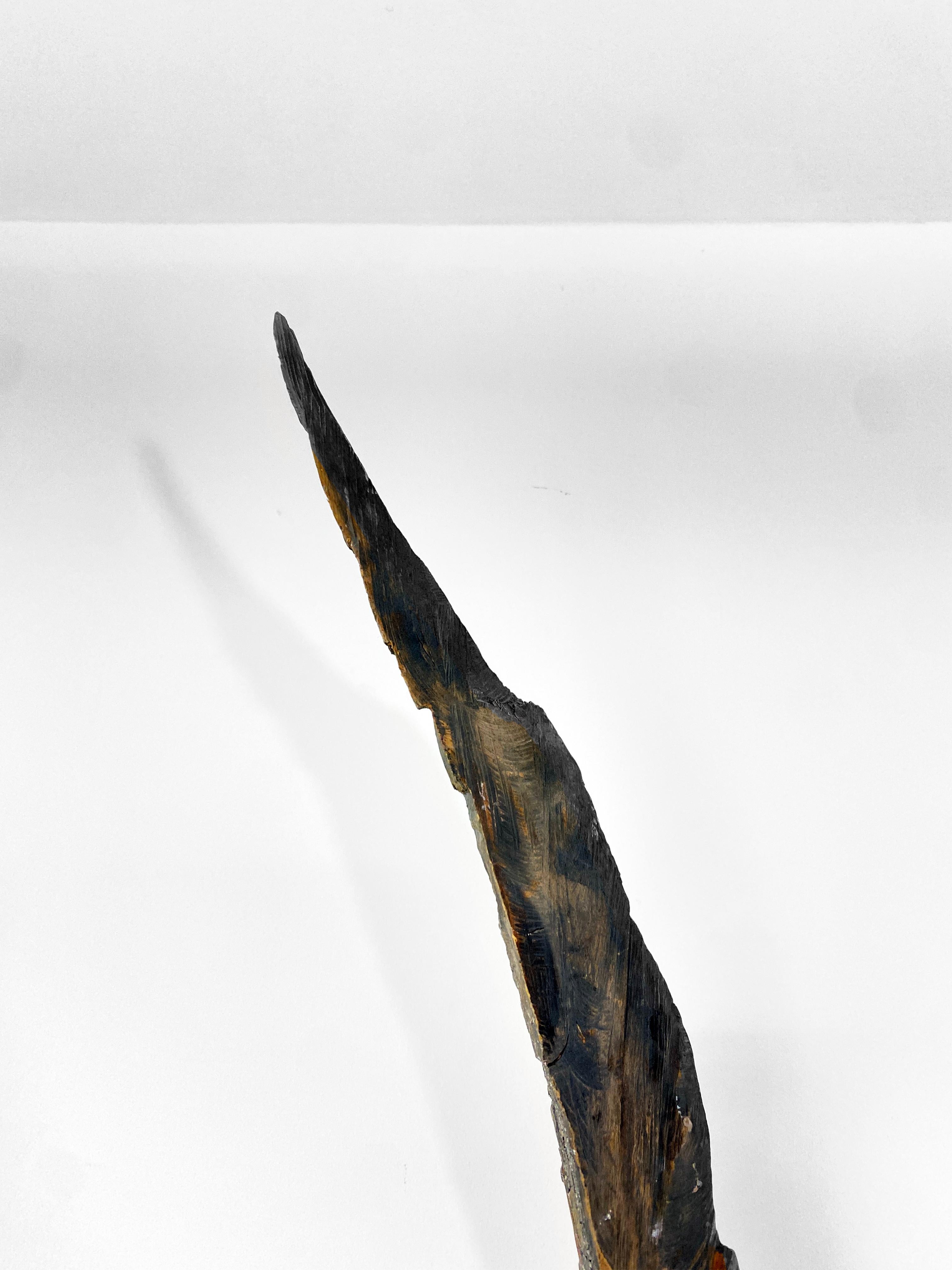 Wood, Metal, Stone, Mixed Media Contemporary Sculpture - Throwing Stick 179 - Brown Abstract Sculpture by Linda Stein