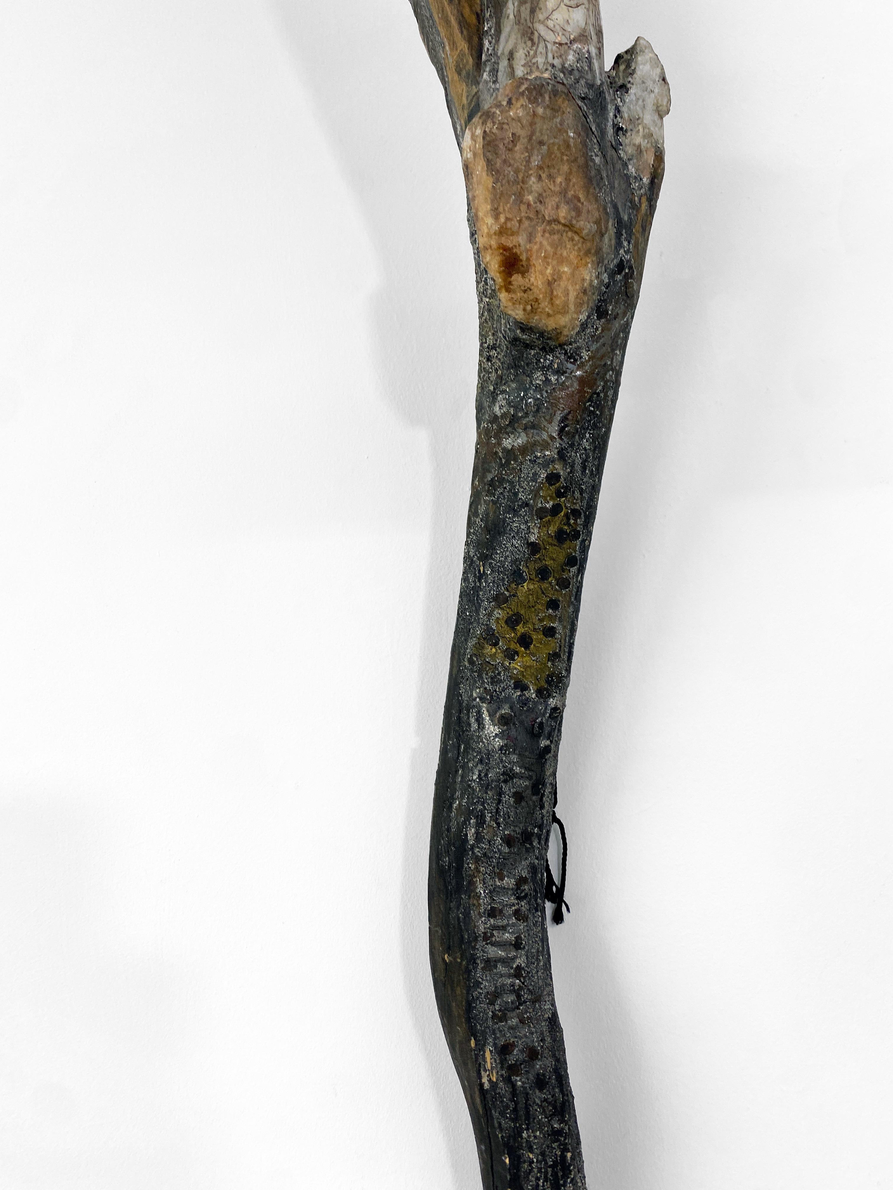 Wood, Metal, Stone, Mixed Media Contemporary Sculpture - Throwing Stick 179 For Sale 1