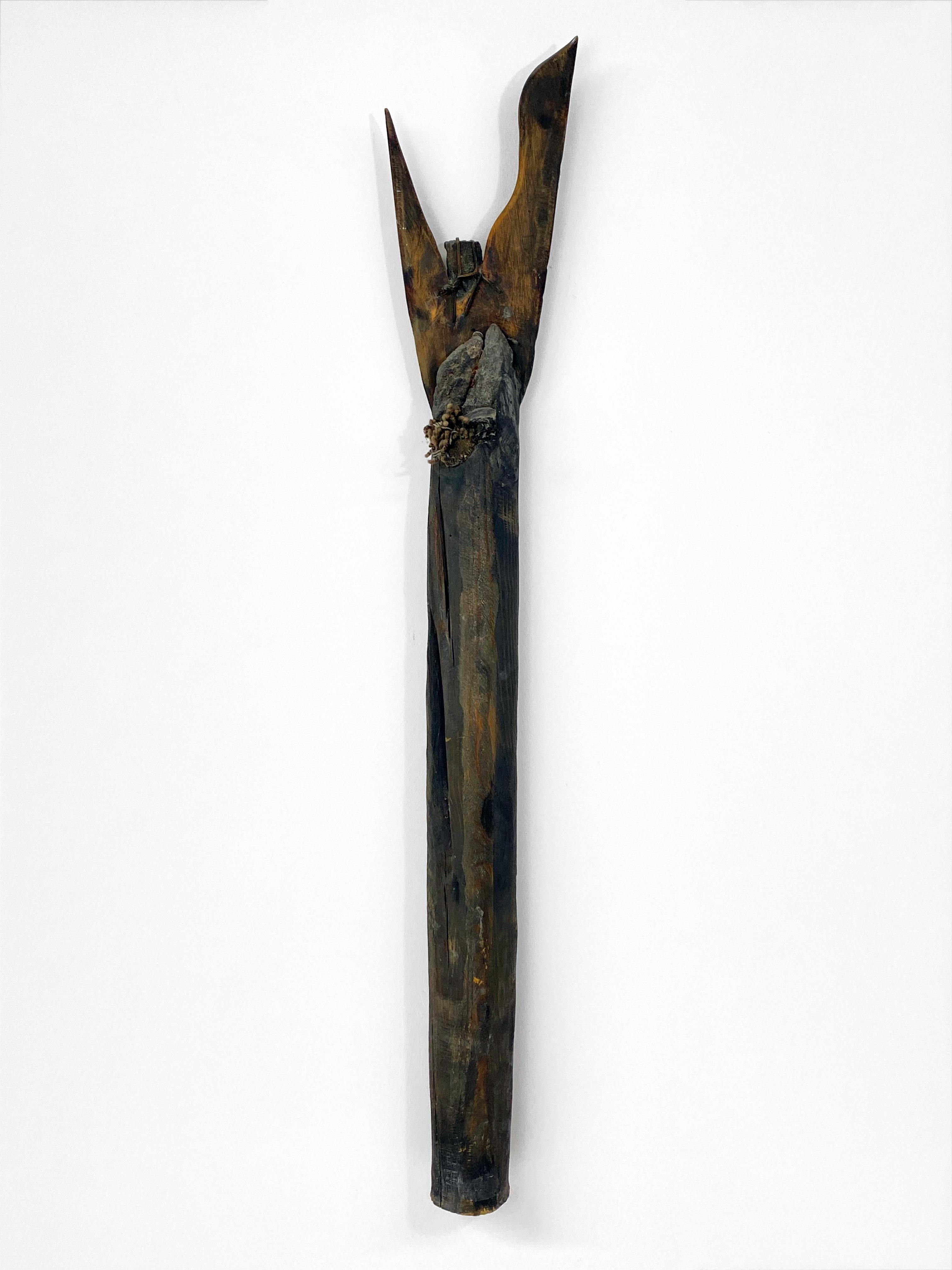 Wood, Stone, Leather, Mixed Media Contemporary Sculpture - Divining Scepter 153