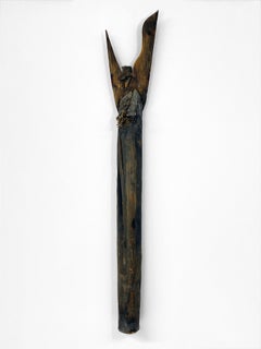 Wood, Stone, Leather, Mixed Media Contemporary Sculpture - Divining Scepter 153
