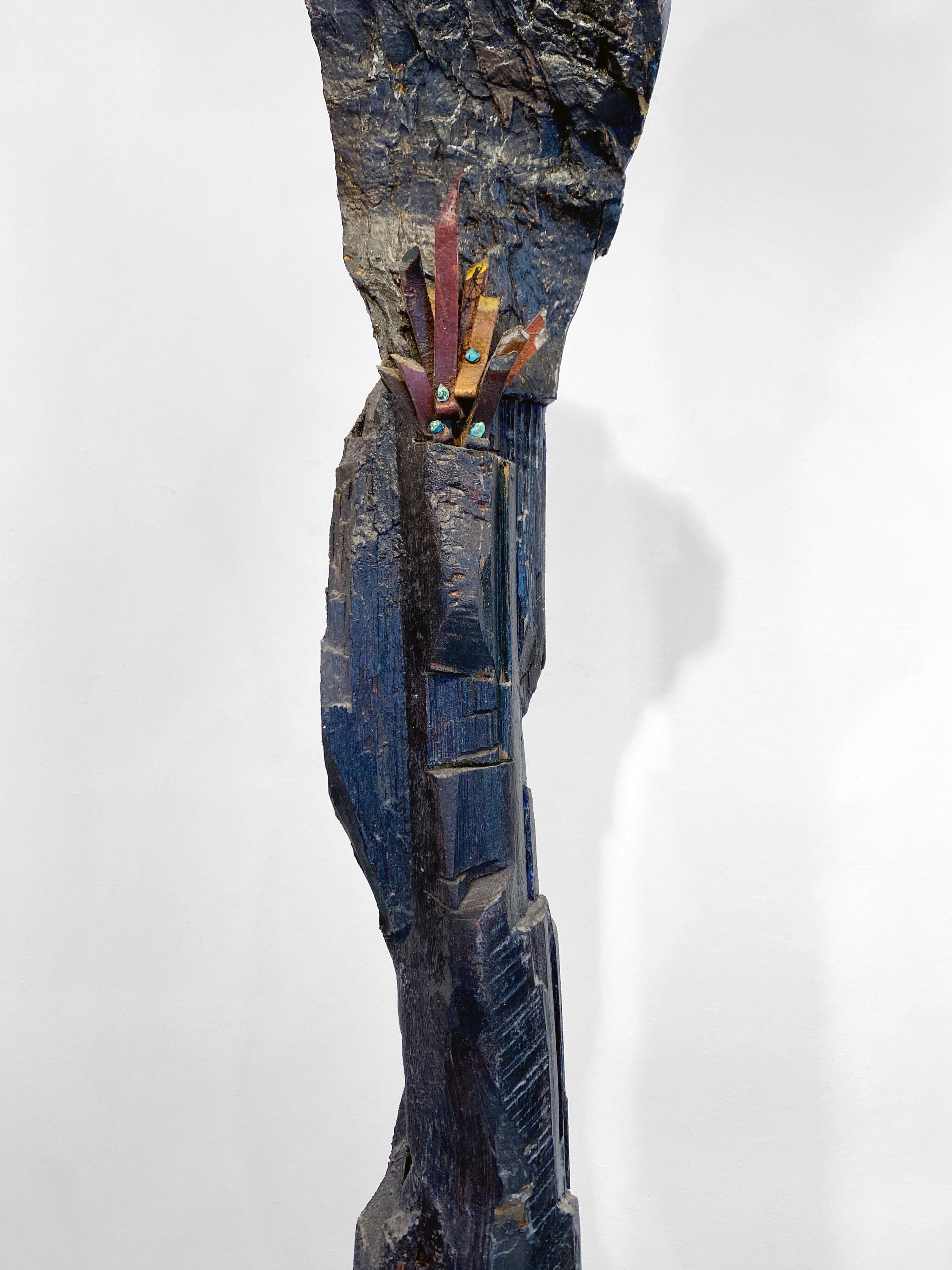 Wood, Stone, Leather, Mixed Media Contemporary Totem Sculpture - Offering 170 en vente 7