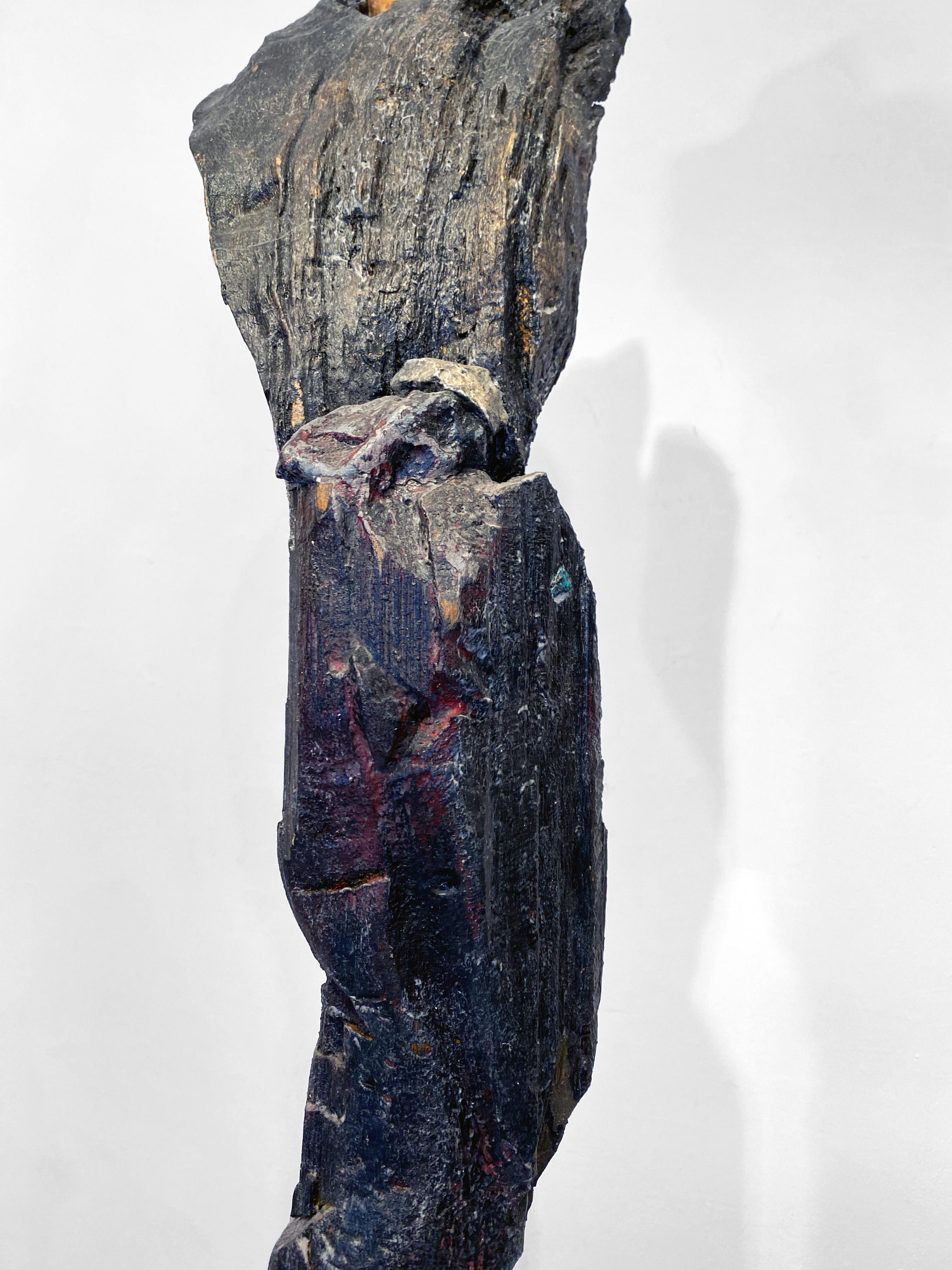 Wood, Stone, Leather, Mixed Media Contemporary Totem Sculpture - Offering 170 en vente 3