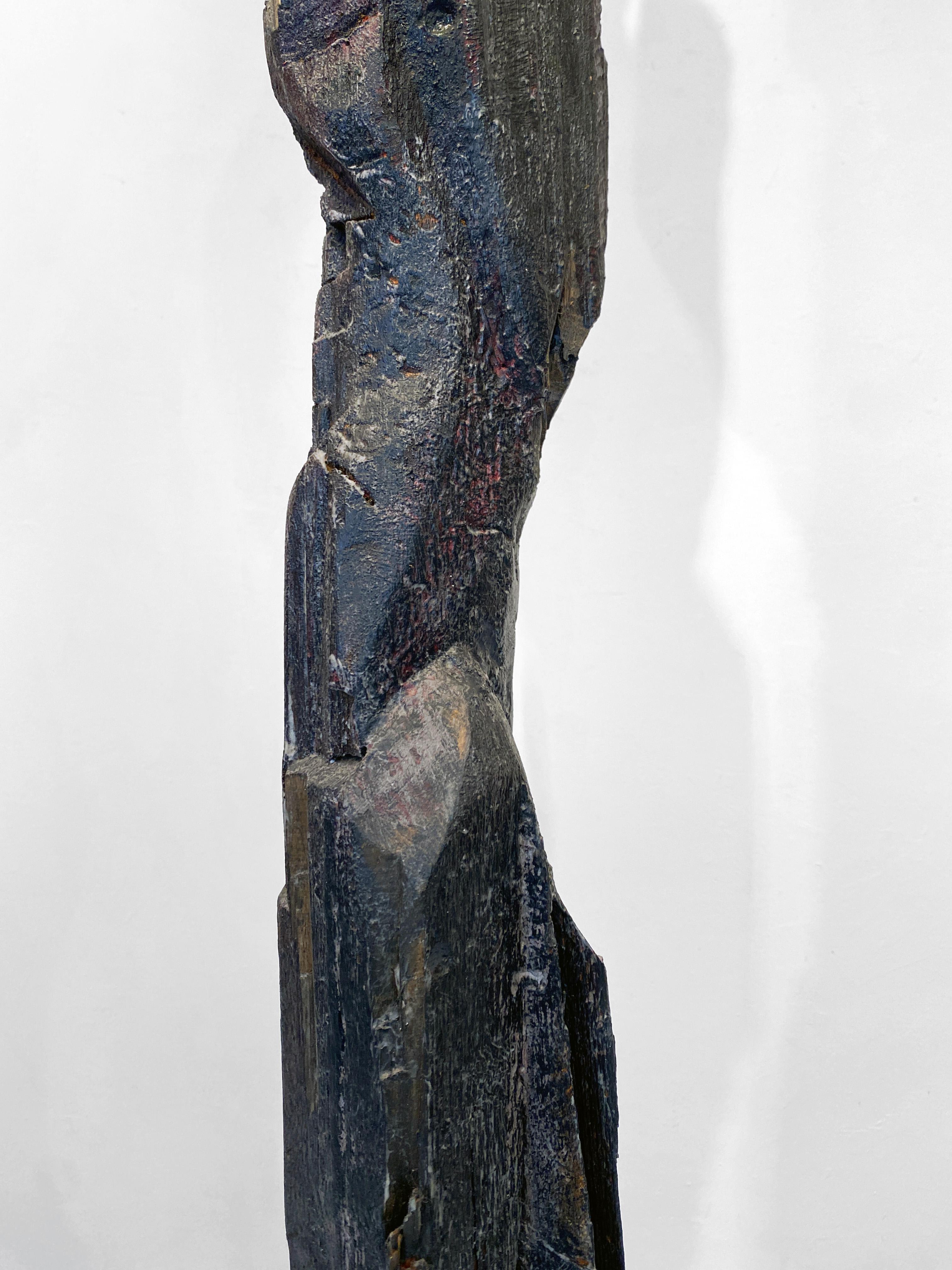Wood, Stone, Leather, Mixed Media Contemporary Totem Sculpture - Offering 170 en vente 4
