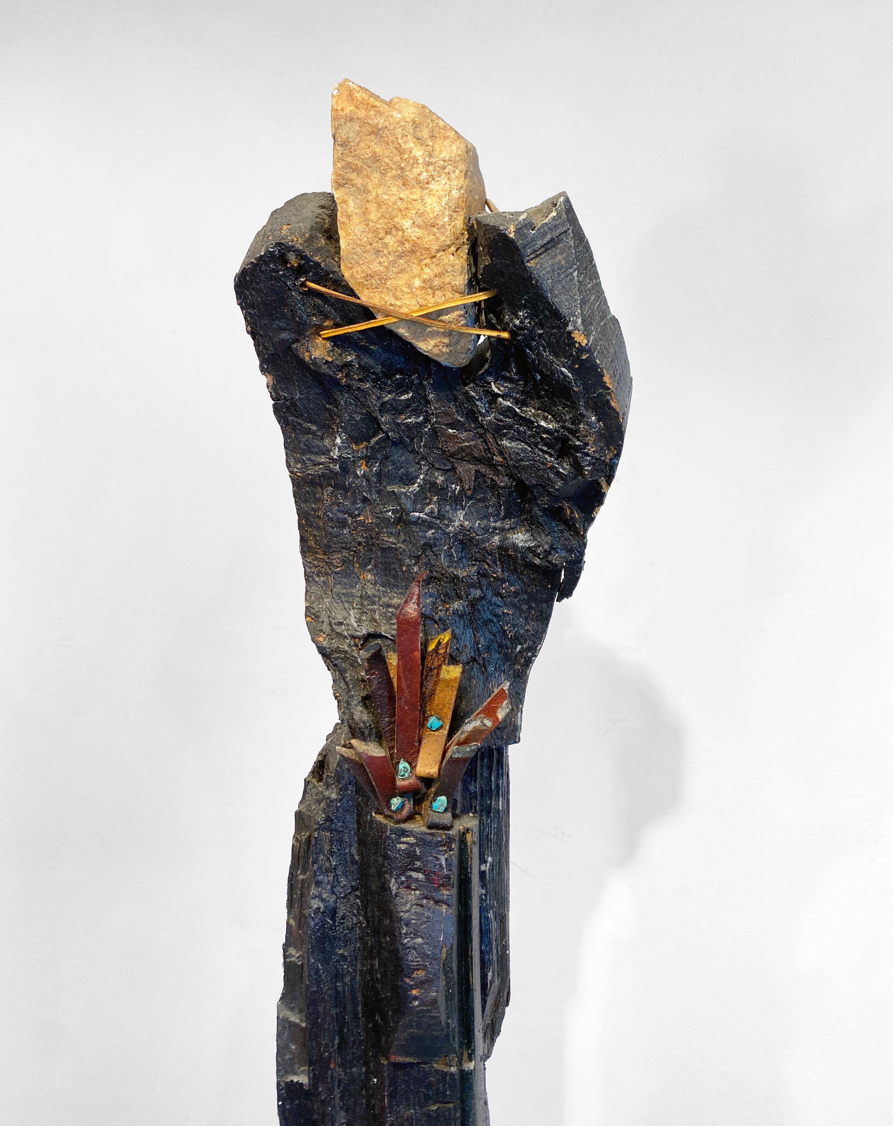 Wood, Stone, Leather, Mixed Media Contemporary Totem Sculpture - Offering 170 en vente 6