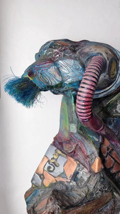 Xylo Brush 330 - Mixed Media Metall Wood Stone Contemporary Art Wandskulptur