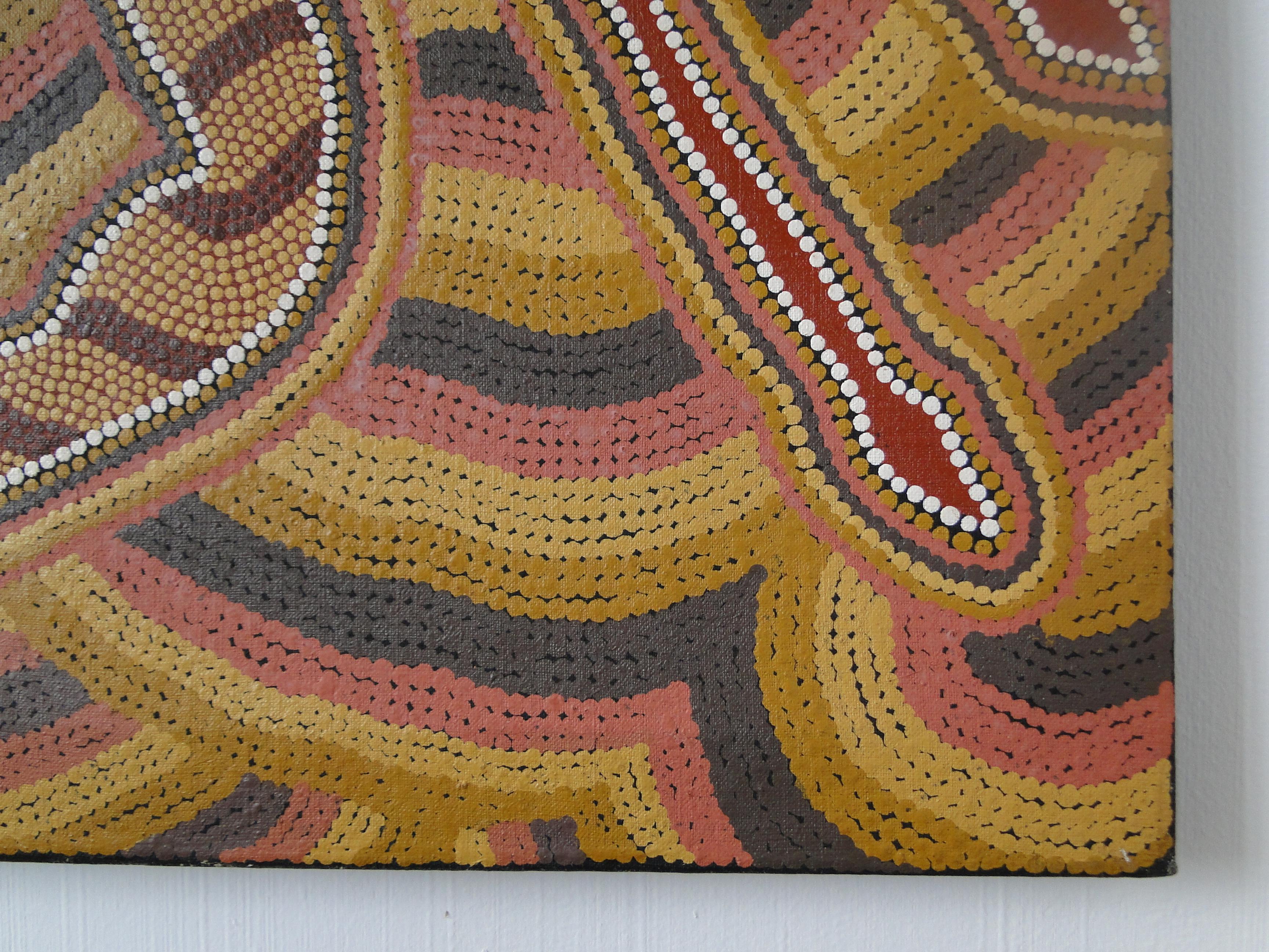 Linda Syddick Napaltjarri Gemälde Australische zeitgenössische indigene Kunst Gemälde (Minimalistisch) im Angebot