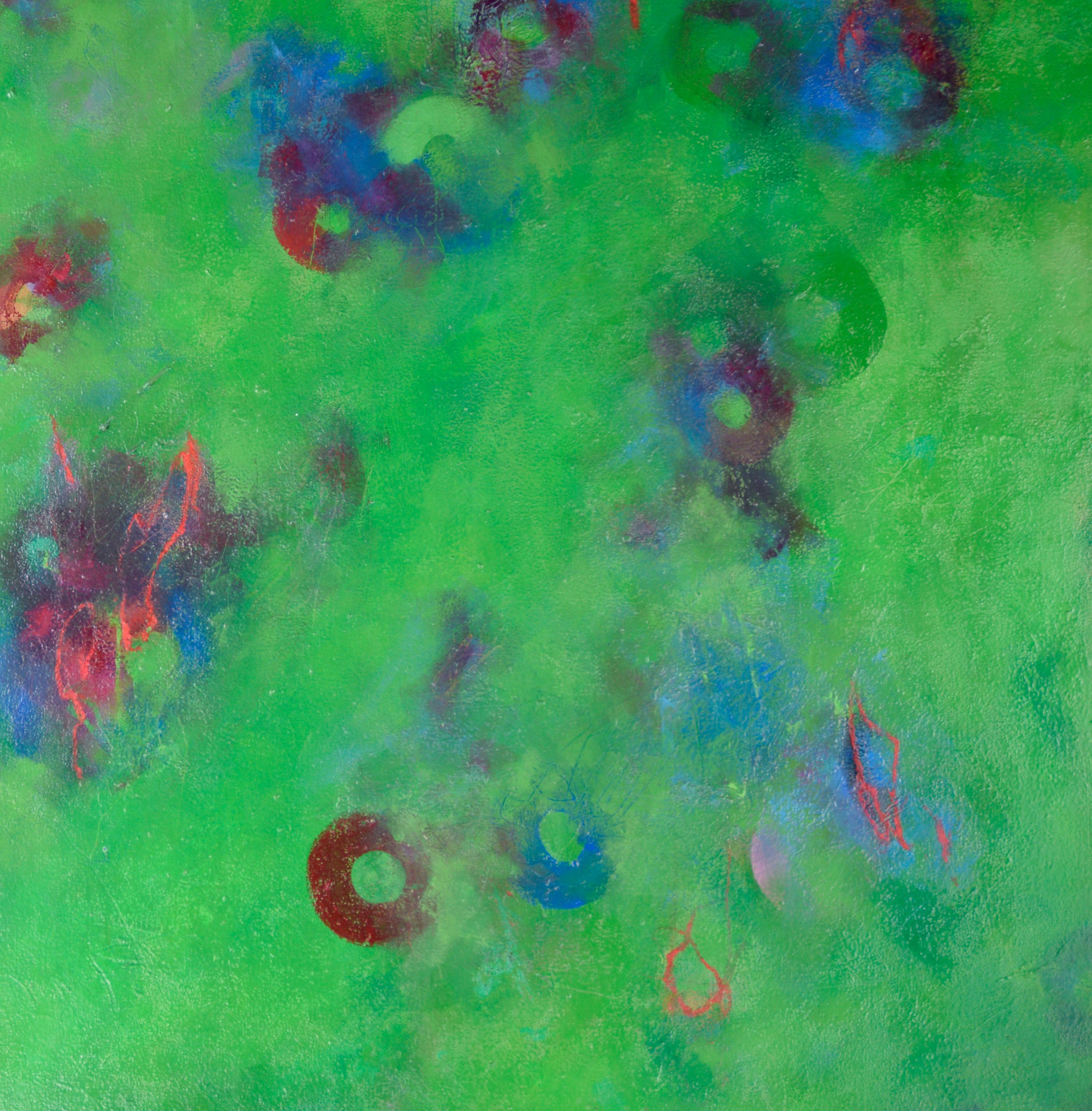 Große abstrakt-expressionistische Komposition „Green Punctuation“ (Abstrakter Expressionismus), Painting, von Linda Symonds