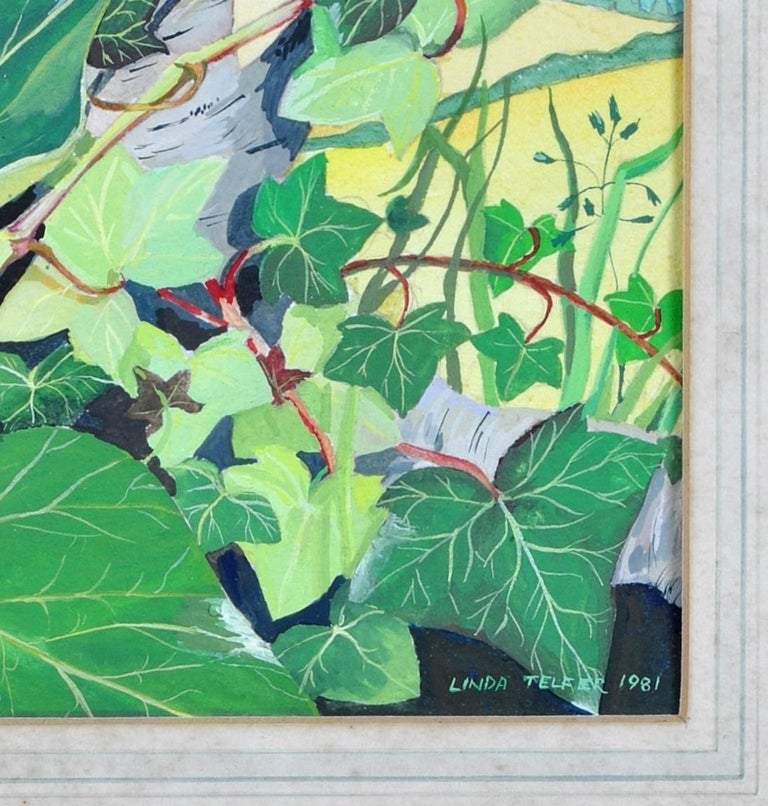 Linda Telfer - Crow and Ivy - Modernist English Gouache Animal Painting ...