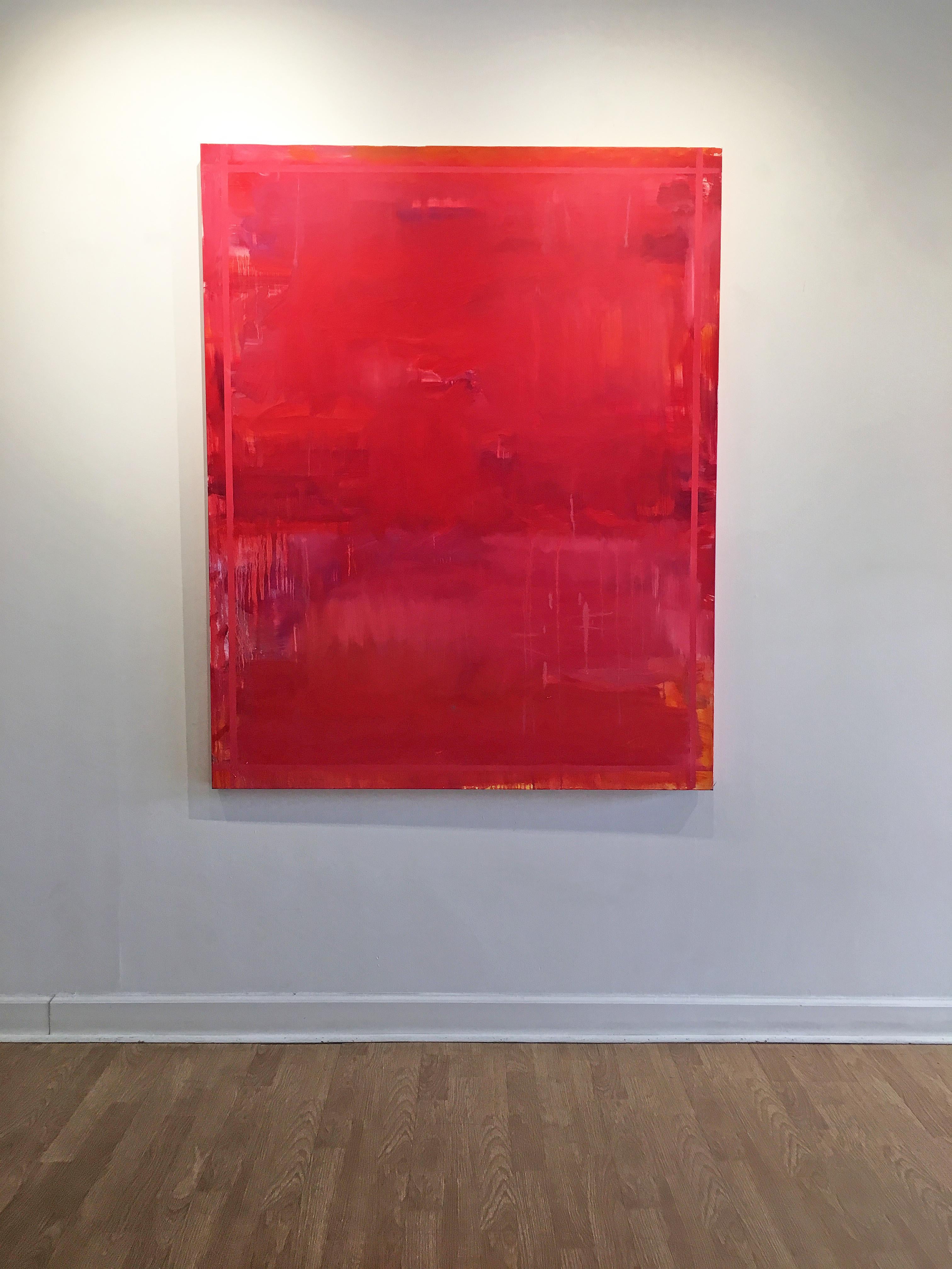  Je T'aime 3 - Red Abstract Painting by Linda Touby