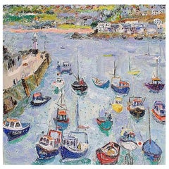 Linda Weir 'English', St Ives Harbour Cornwall, Oil on Canvas, Painted in 2006