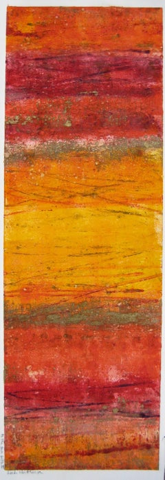 Used "As The Sun Sets"  Mixed Media Abstract with rich reds and golds by Maui Artist