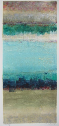 "Glassy Day"  Mixed Media Abstract by With Sea Blues and greens by Maui Artist 