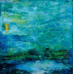 Used "Gift of Spirit" Abstract with Blues and Sea Greens by Maui Artist