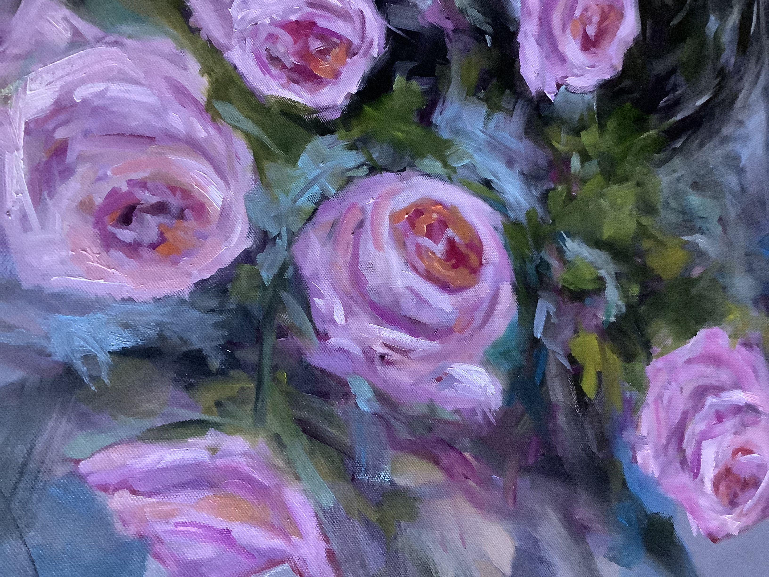 Aliâes Roses, Painting, Oil on Canvas For Sale 2