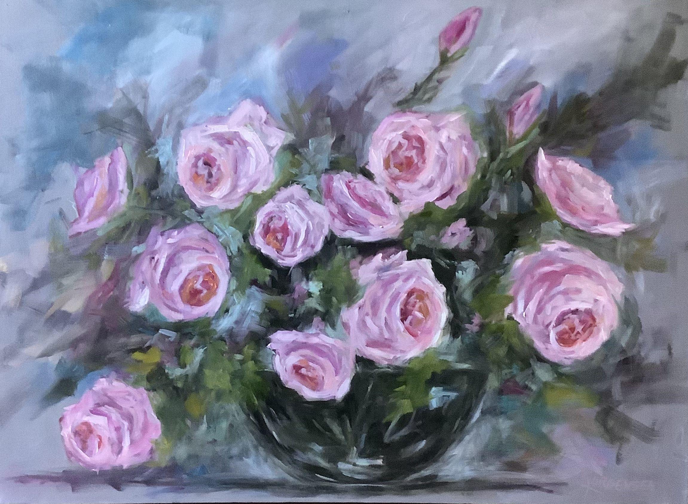 This painting is very vibrant and impressionist.  The colours are fresh and pretty and this painting would look lovely in a bedroom setting.  :: Painting :: Impressionist :: This piece comes with an official certificate of authenticity signed by the