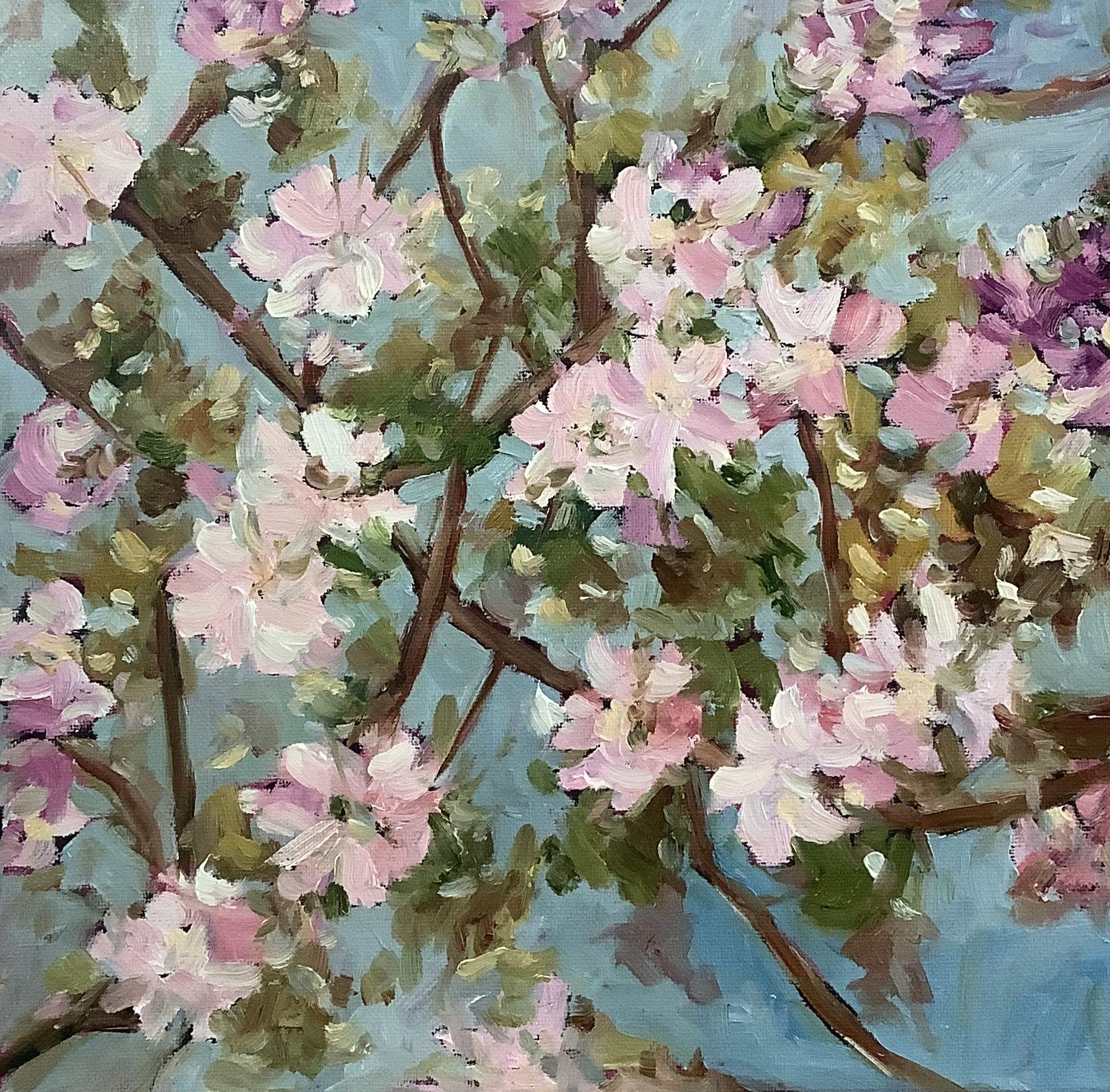 Spring time is wonderful on Vancouver Island. These blossoms were in my yard just waiting for me to capture in paint. The canvas has slim sides and the back is wired ready to hang.  :: Painting :: Impressionist :: This piece comes with an official