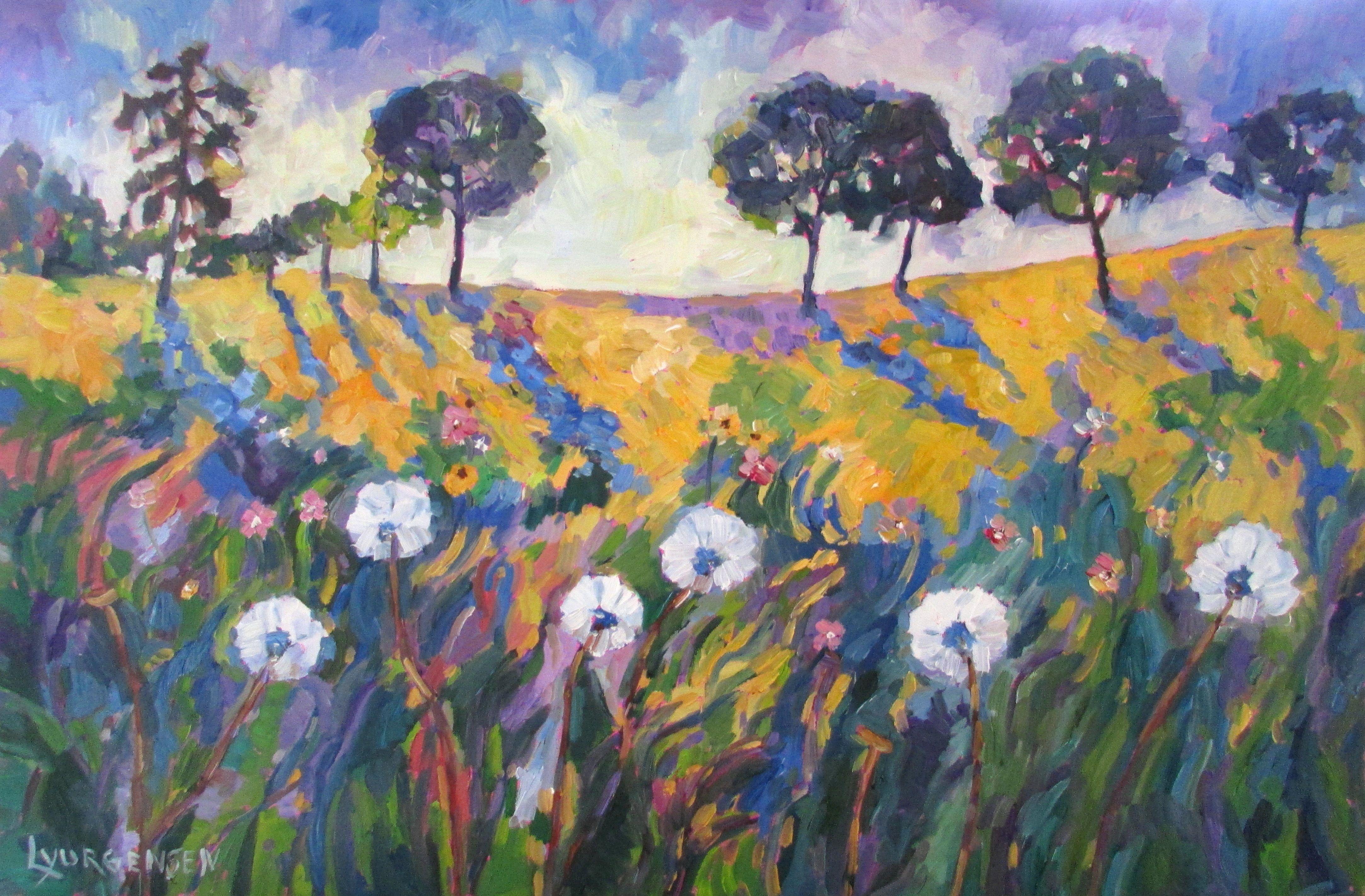 Blowing in the Wind No. 2, Gemälde, Öl auf Leinwand – Painting von Linda Yurgensen
