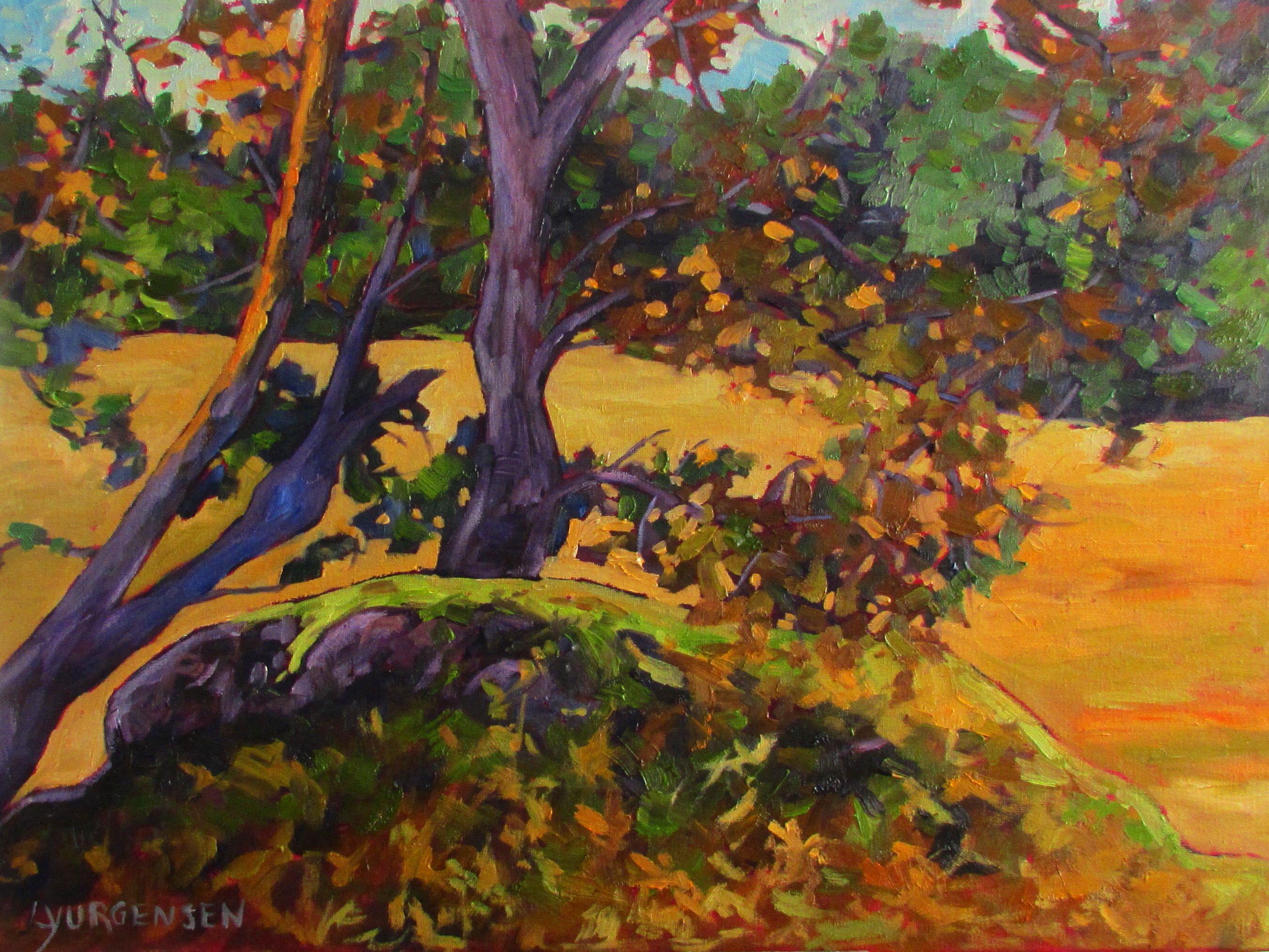 Linda Yurgensen Landscape Painting - Chemainus Field, Painting, Oil on Canvas