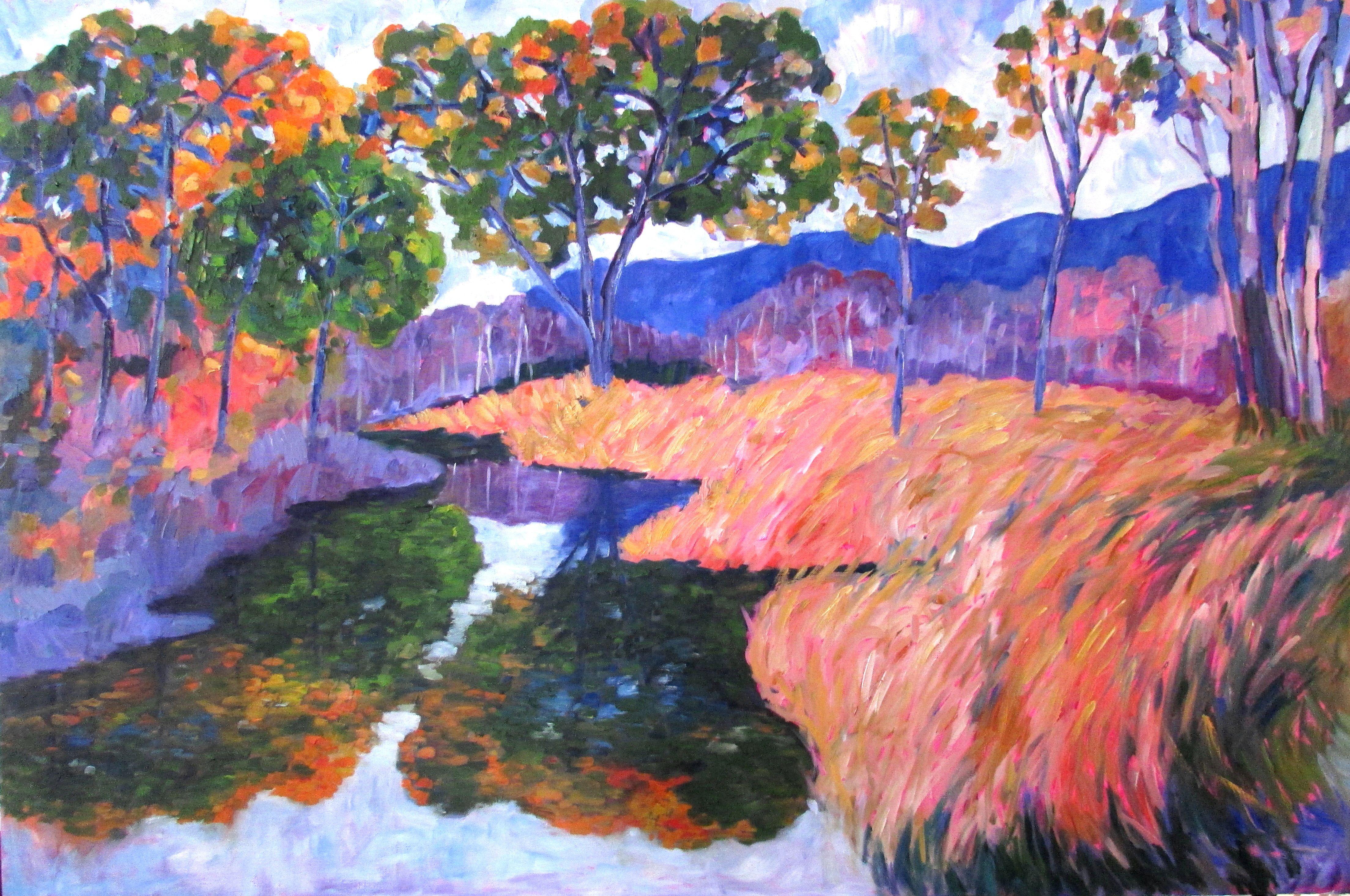 Chemainus River, Gemälde, Öl auf Leinwand – Painting von Linda Yurgensen