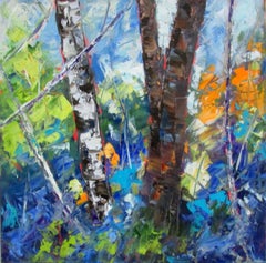 Chunky Trees #1, Gemälde, Öl auf Leinwand
