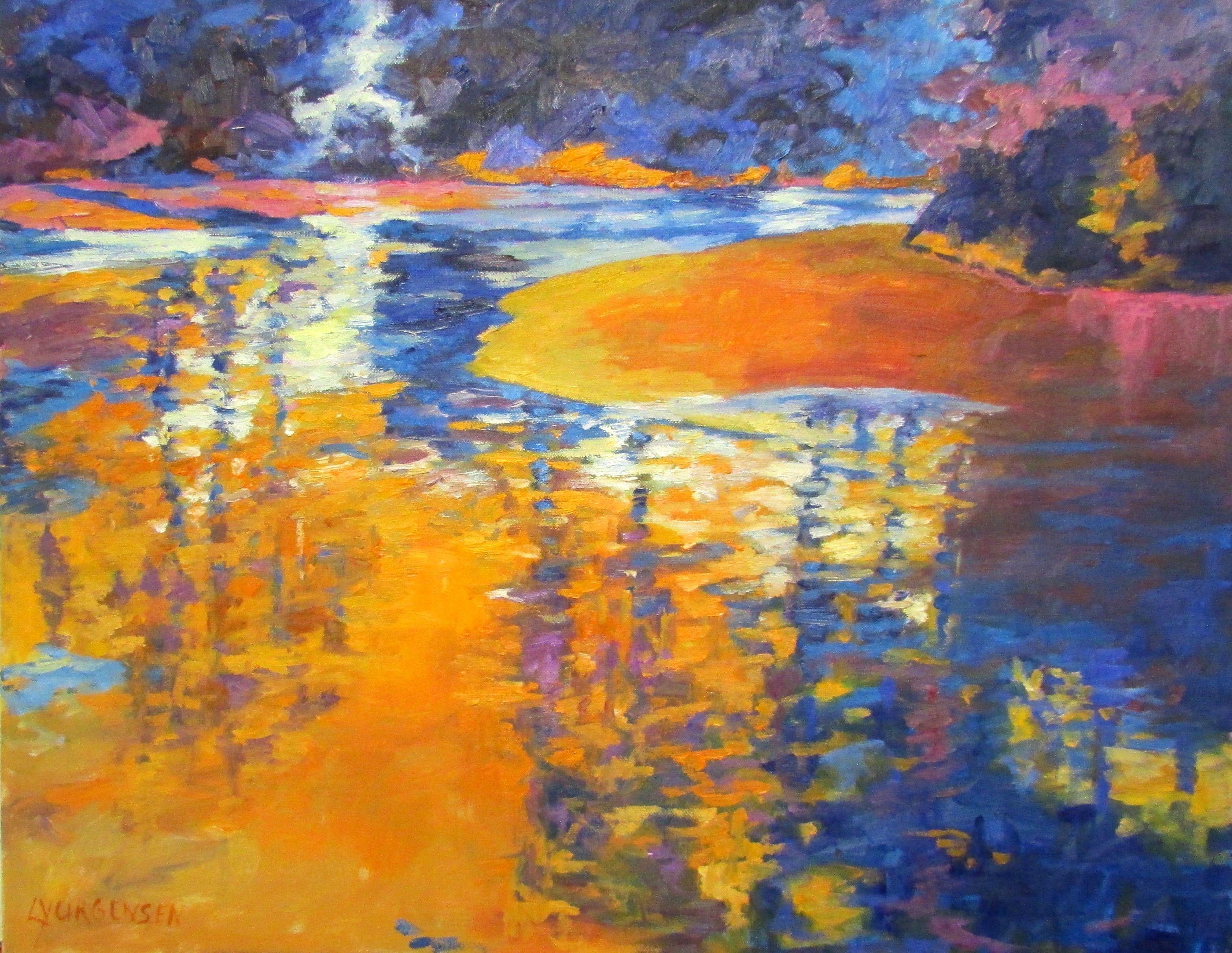 Cox Bay Reflections #1, Gemälde, Öl auf Leinwand – Painting von Linda Yurgensen