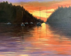 Galiano Sunset, Painting, Oil on Canvas