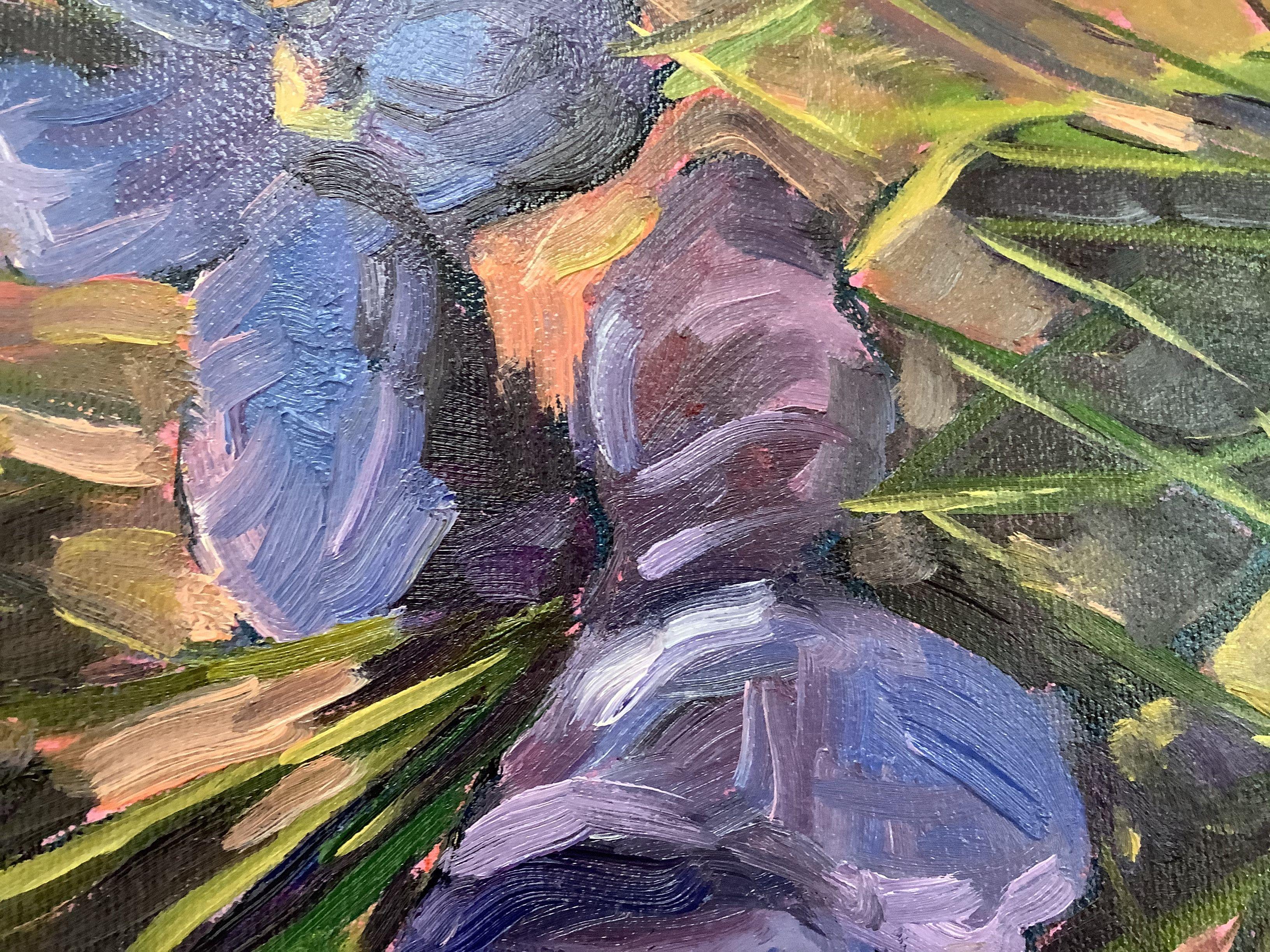Iris del giardino, Pittura, Olio su tela - Painting Impressionismo di Linda Yurgensen