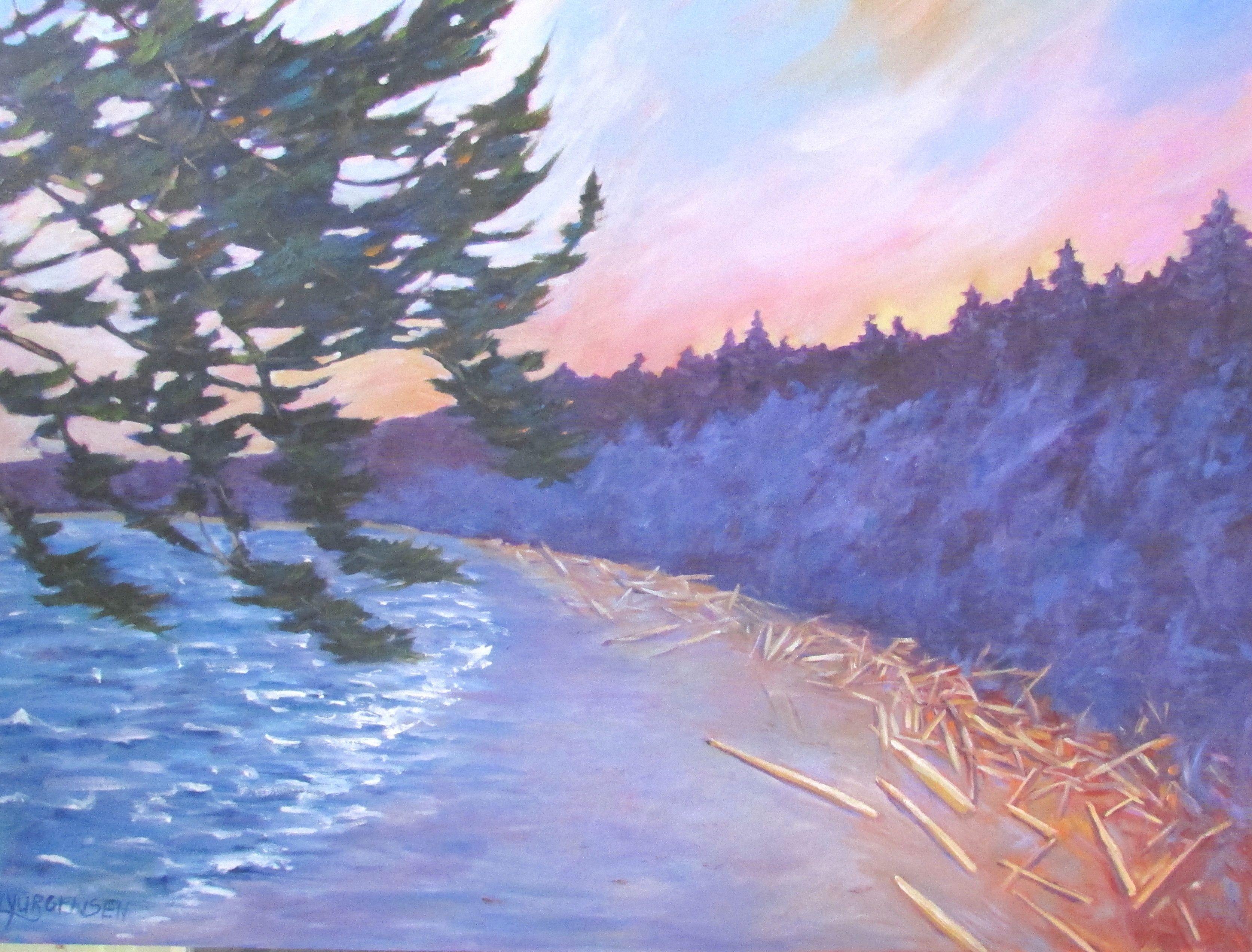 Long Beach, Pintura, Óleo sobre lienzo - Painting de Linda Yurgensen