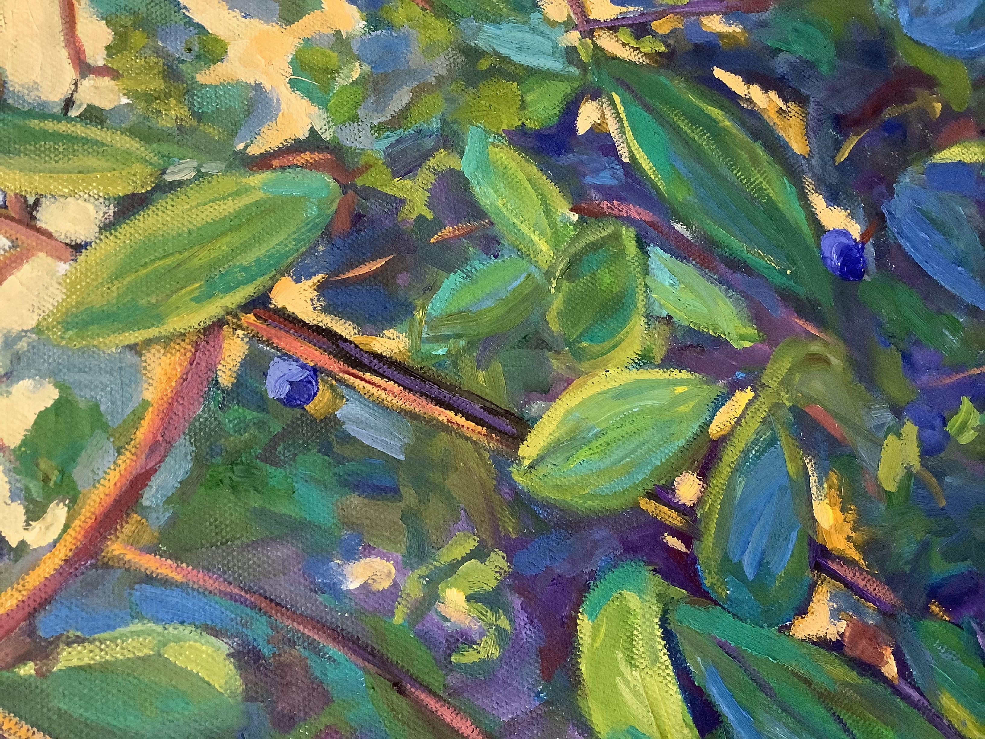 Su Blueberry Hill, Pittura, Olio su tela - Painting Impressionismo di Linda Yurgensen