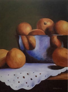 Oranges and Bowl, Painting, Oil on Canvas