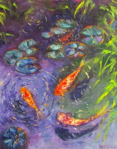Teichfisch, Gemälde, Öl auf Leinwand