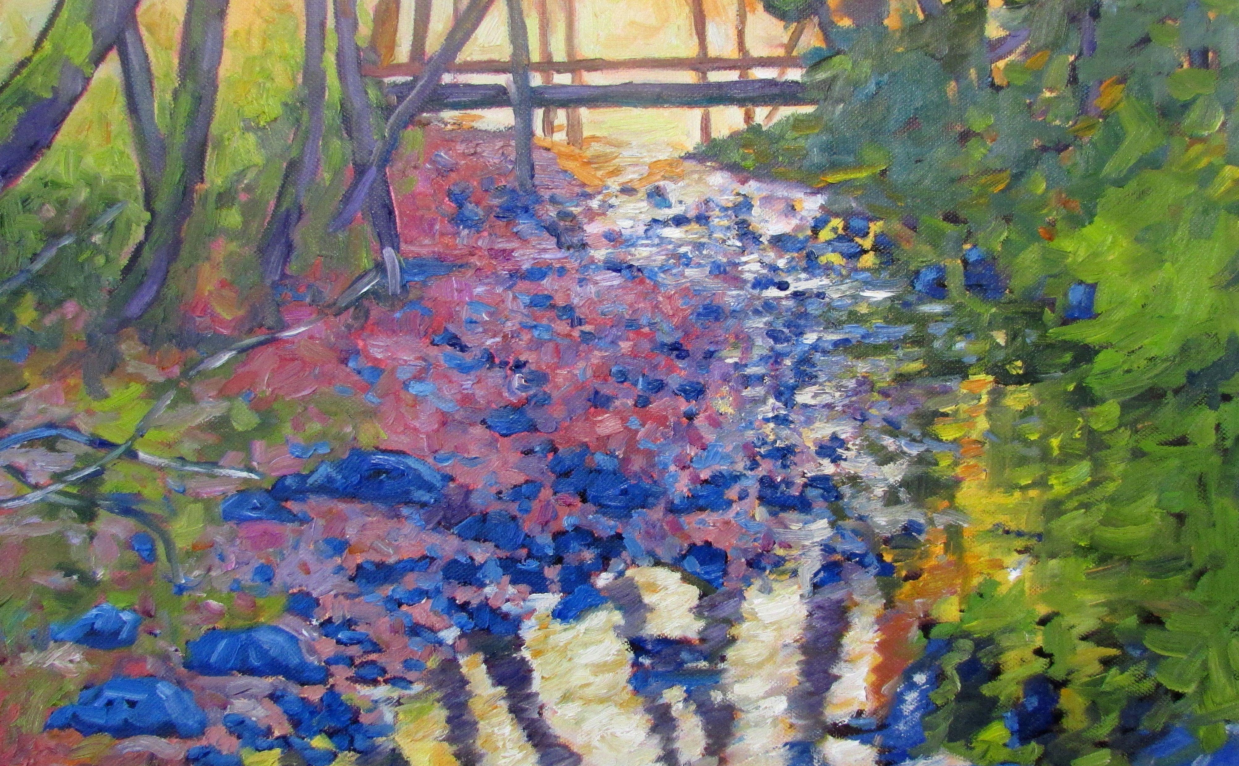 Riverside # 2, Gemälde, Öl auf Leinwand (Impressionismus), Painting, von Linda Yurgensen