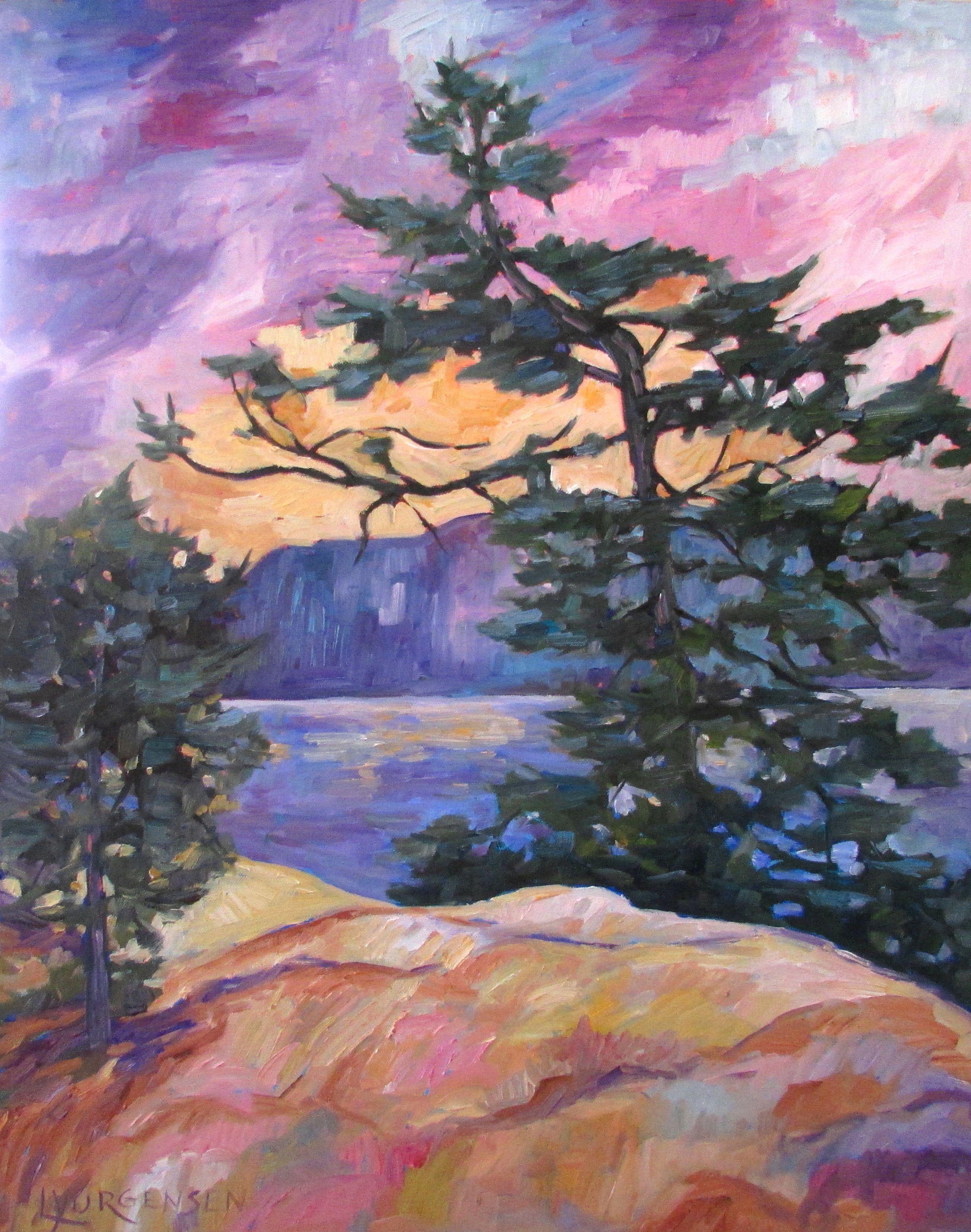This impressionist piece is full of vibrant color and lots of texture.  I discovered this beautiful scene while hiking on Vancouver Island this summer. :: Painting :: Impressionist :: This piece comes with an official certificate of authenticity