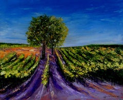 Le vignoble, peinture, huile sur panneau de bois