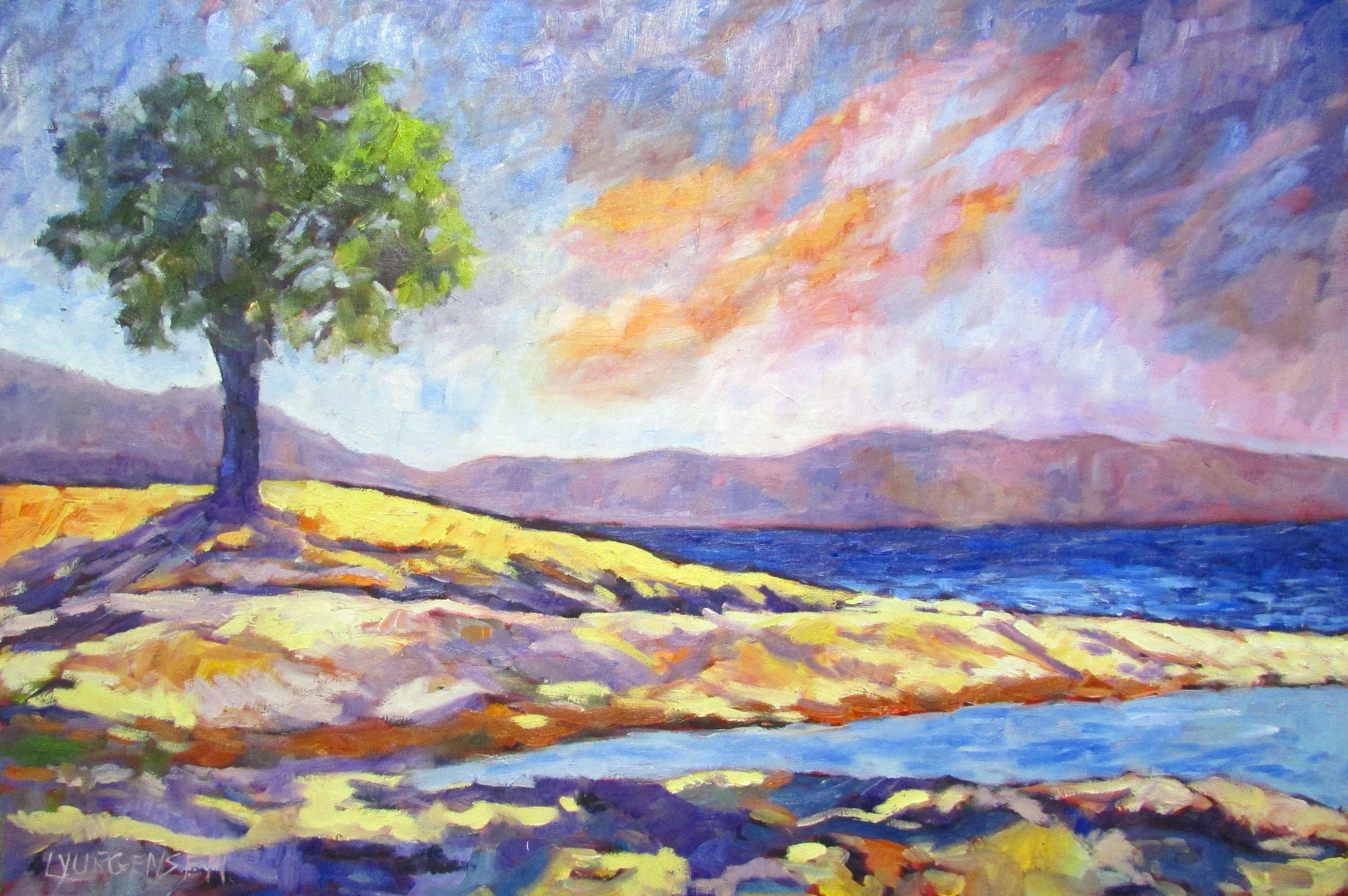 I found this beach somewhere in the Gulf Islands while kayaking this past summer. :: Painting :: Impressionist :: This piece comes with an official certificate of authenticity signed by the artist :: Ready to Hang: Yes :: Signed: Yes :: Signature