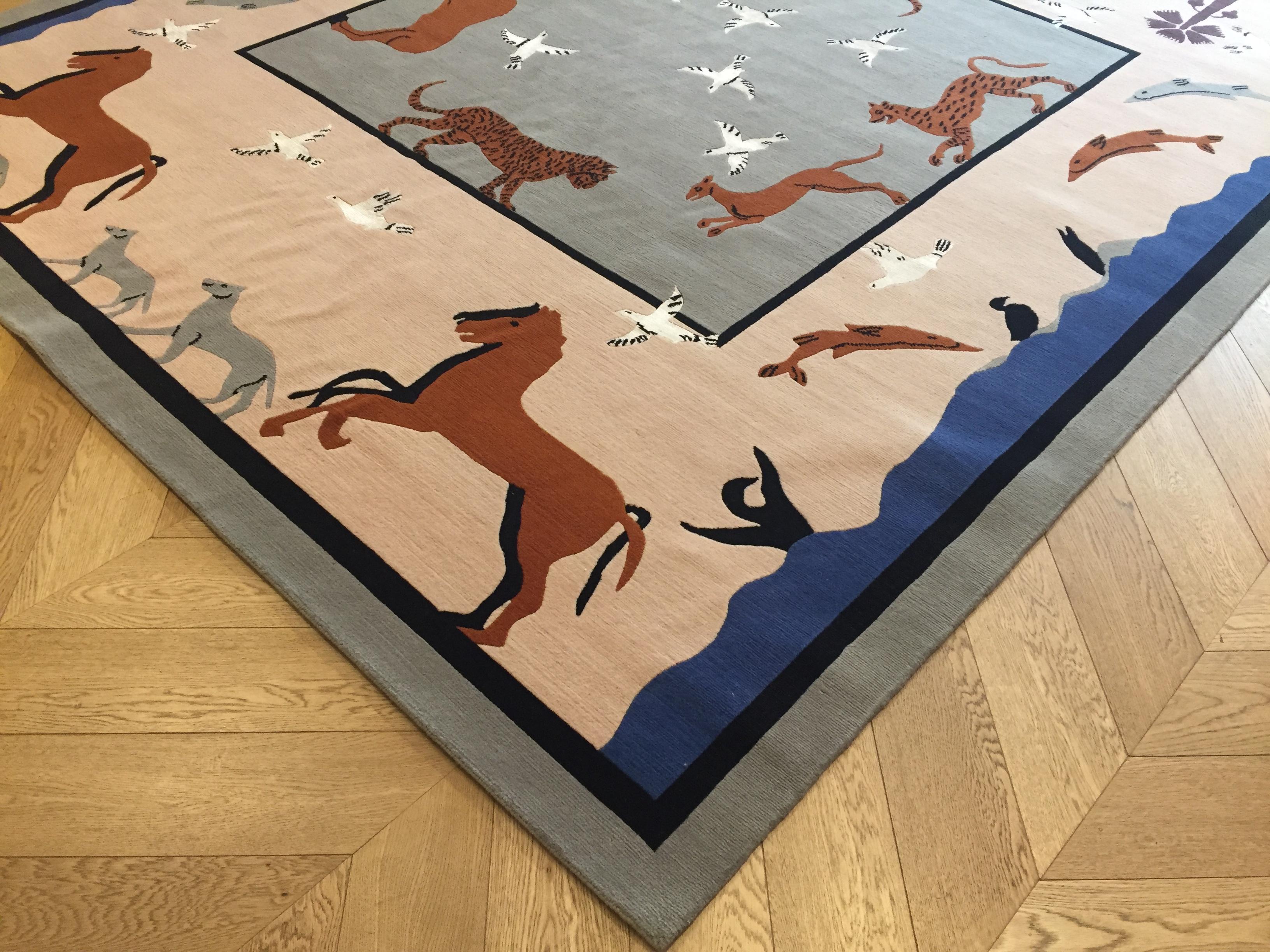 Handgefertigter Teppich in Nepal nach einem Entwurf von Linde Burkhardt. Dieser Teppich ist Teil der Kollektion 